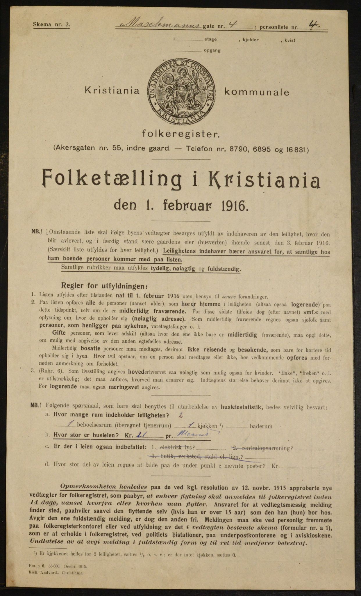 OBA, Municipal Census 1916 for Kristiania, 1916, p. 66493