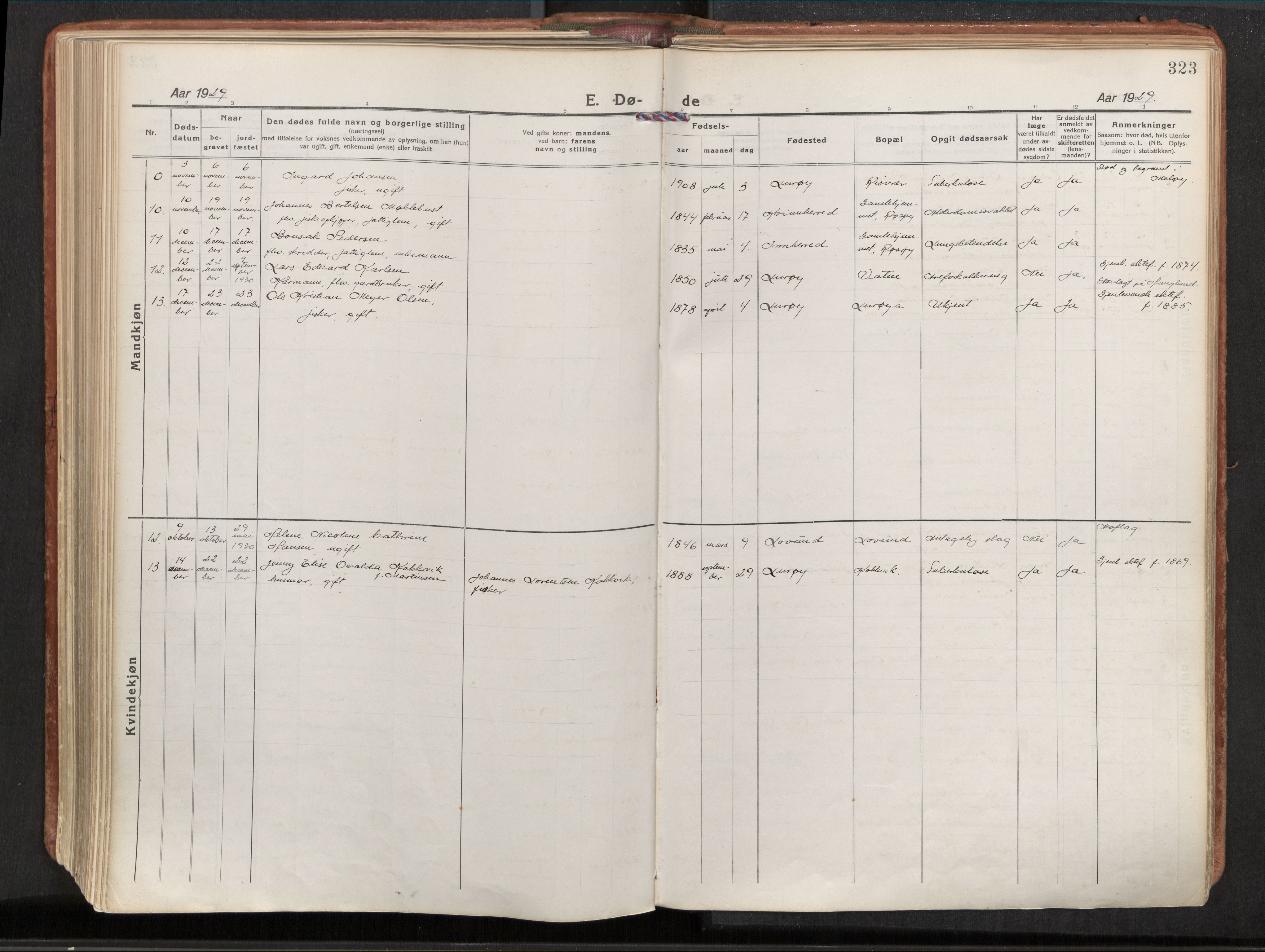 Ministerialprotokoller, klokkerbøker og fødselsregistre - Nordland, AV/SAT-A-1459/839/L0570: Parish register (official) no. 839A07, 1923-1942, p. 323