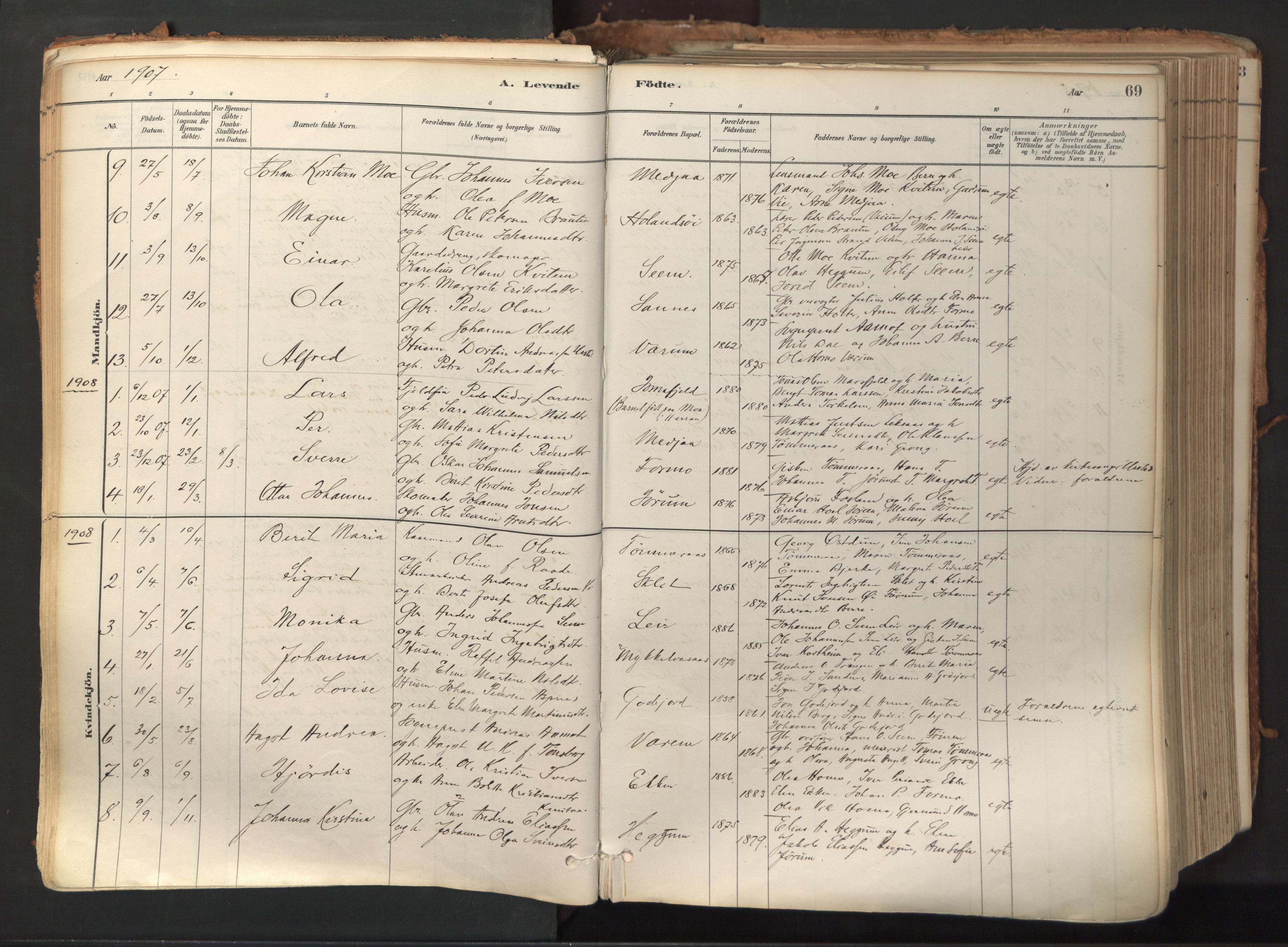 Ministerialprotokoller, klokkerbøker og fødselsregistre - Nord-Trøndelag, AV/SAT-A-1458/758/L0519: Parish register (official) no. 758A04, 1880-1926, p. 69