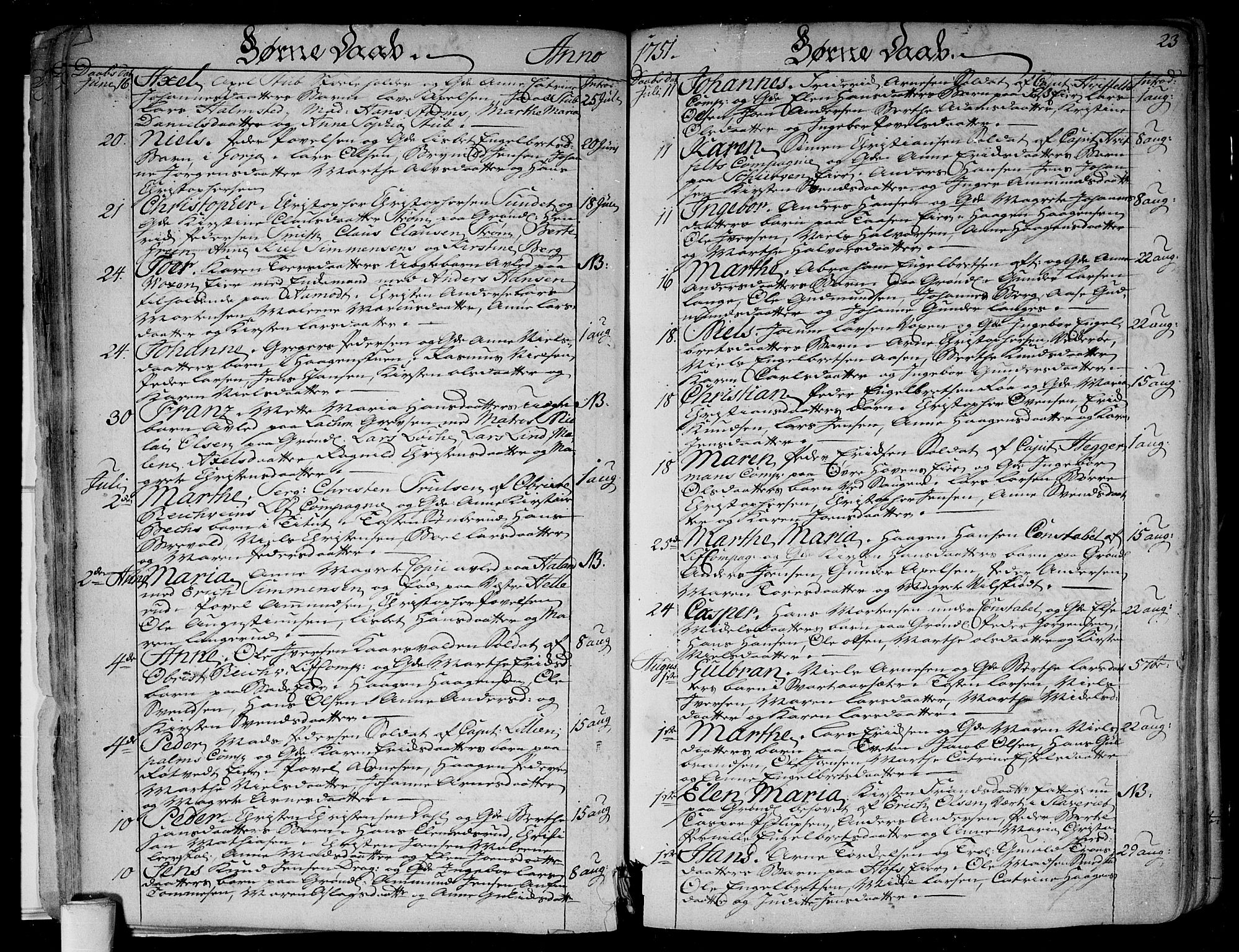 Aker prestekontor kirkebøker, SAO/A-10861/F/L0008: Parish register (official) no. 8, 1749-1765, p. 23