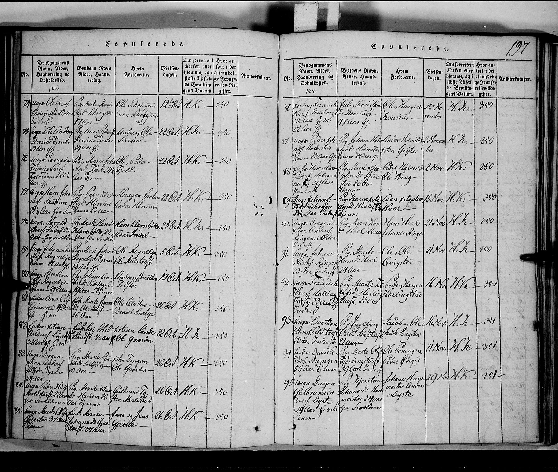 Toten prestekontor, SAH/PREST-102/H/Ha/Hab/L0001: Parish register (copy) no. 1, 1814-1820, p. 197