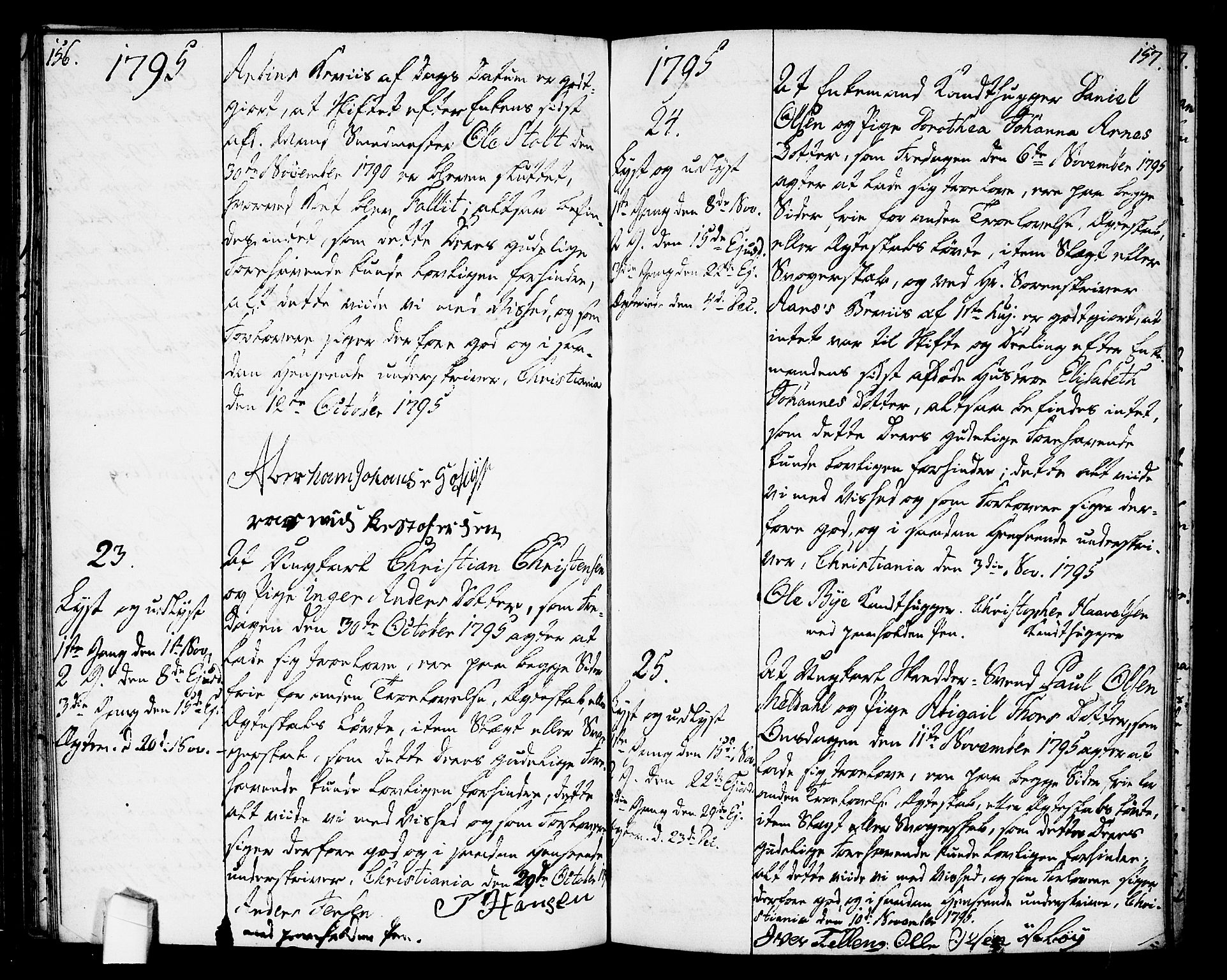 Oslo domkirke Kirkebøker, AV/SAO-A-10752/L/La/L0010: Best man's statements no. 10, 1789-1807, p. 156-157