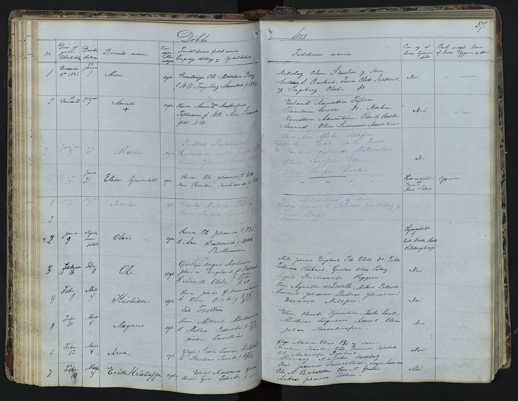 Vestre Gausdal prestekontor, SAH/PREST-094/H/Ha/Hab/L0001: Parish register (copy) no. 1, 1867-1895, p. 57