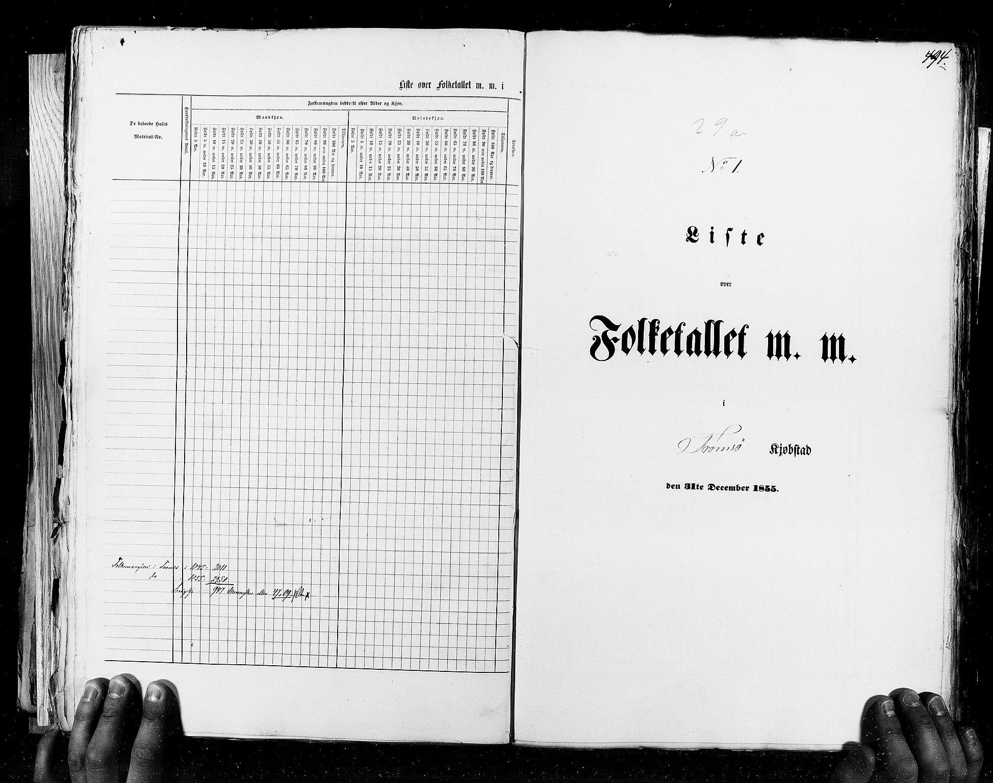 RA, Census 1855, vol. 8: Risør-Vadsø, 1855, p. 494