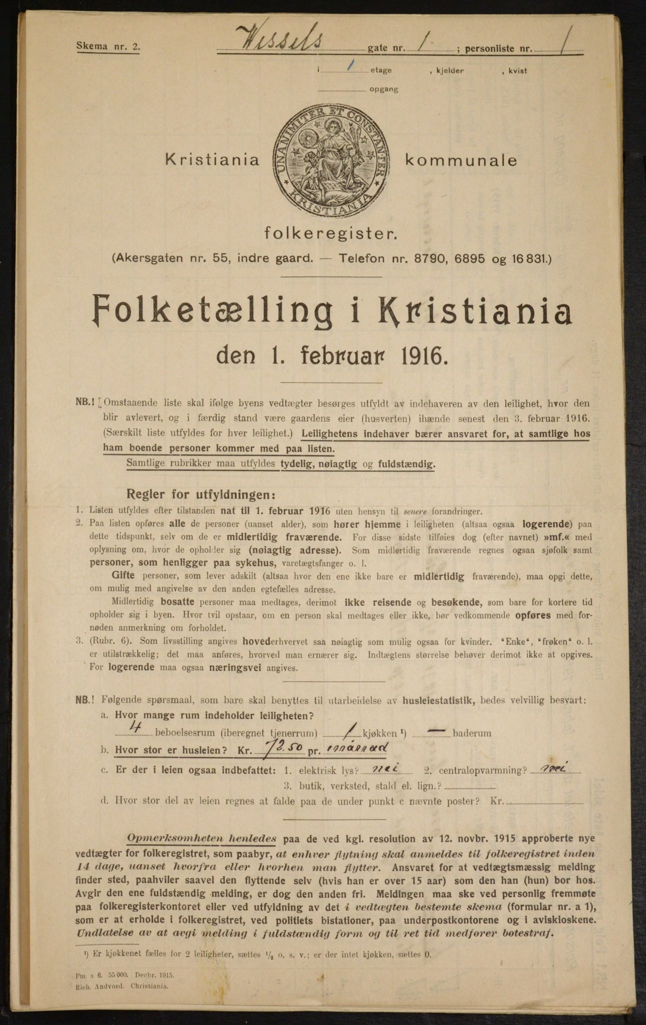 OBA, Municipal Census 1916 for Kristiania, 1916, p. 131574