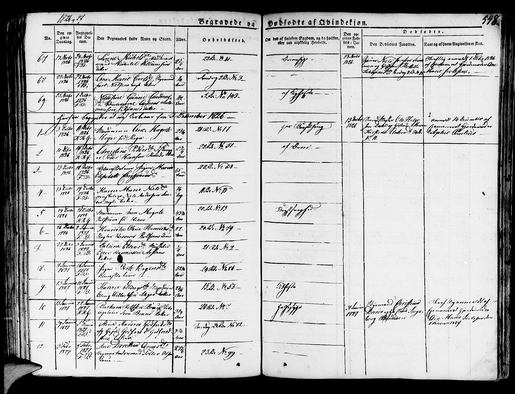 Korskirken sokneprestembete, SAB/A-76101/H/Haa/L0014: Parish register (official) no. A 14, 1823-1835, p. 548