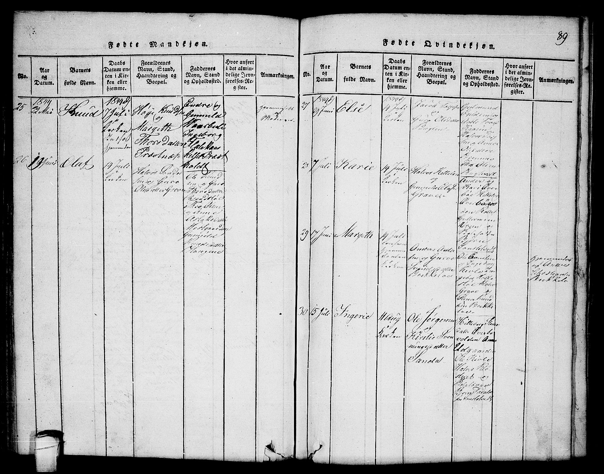 Seljord kirkebøker, AV/SAKO-A-20/F/Fc/L0001: Parish register (official) no. III 1, 1815-1831, p. 89