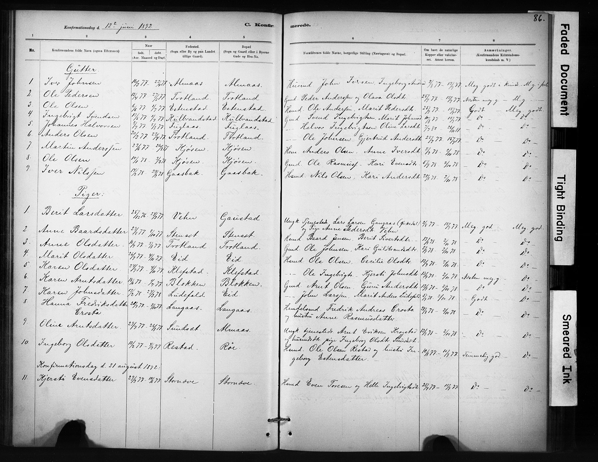 Ministerialprotokoller, klokkerbøker og fødselsregistre - Sør-Trøndelag, SAT/A-1456/694/L1127: Parish register (official) no. 694A01, 1887-1905, p. 86