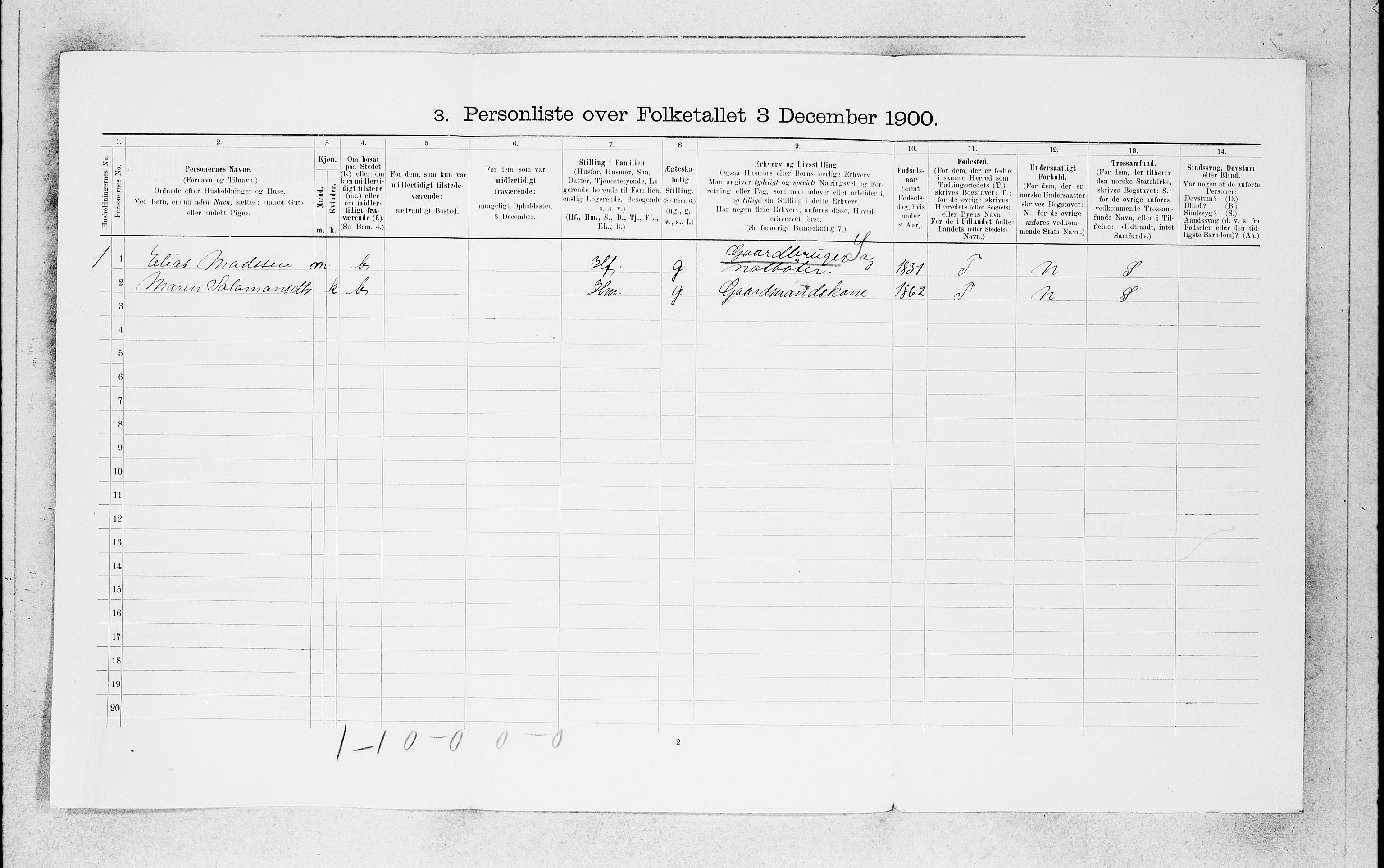 SAB, 1900 census for Kinn, 1900, p. 1485