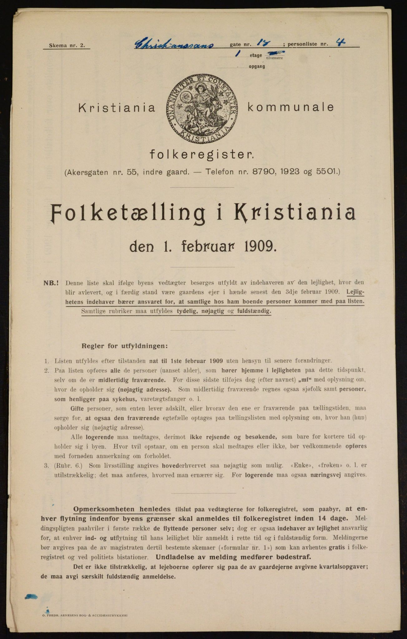 OBA, Municipal Census 1909 for Kristiania, 1909, p. 49949