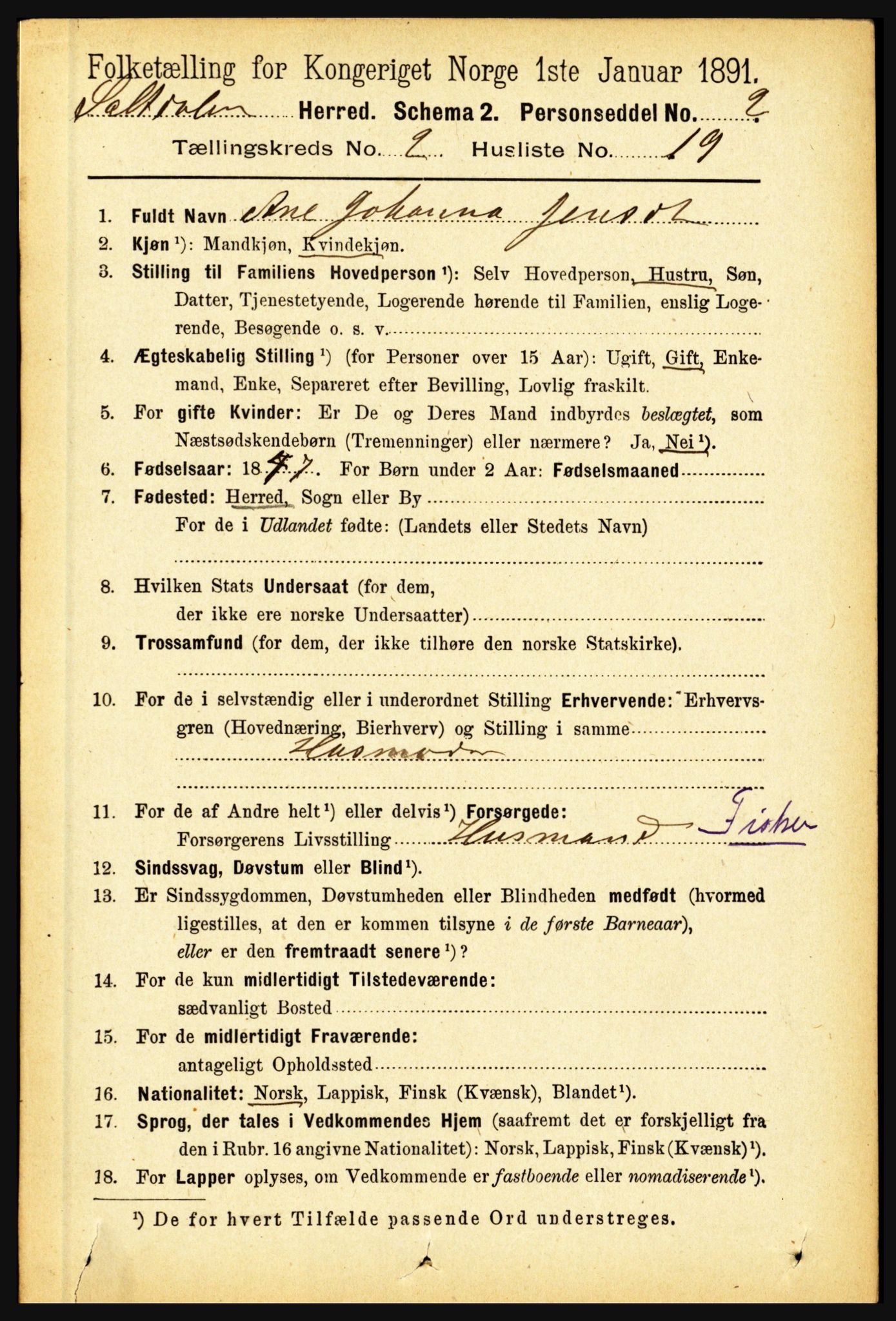 RA, 1891 census for 1840 Saltdal, 1891, p. 796