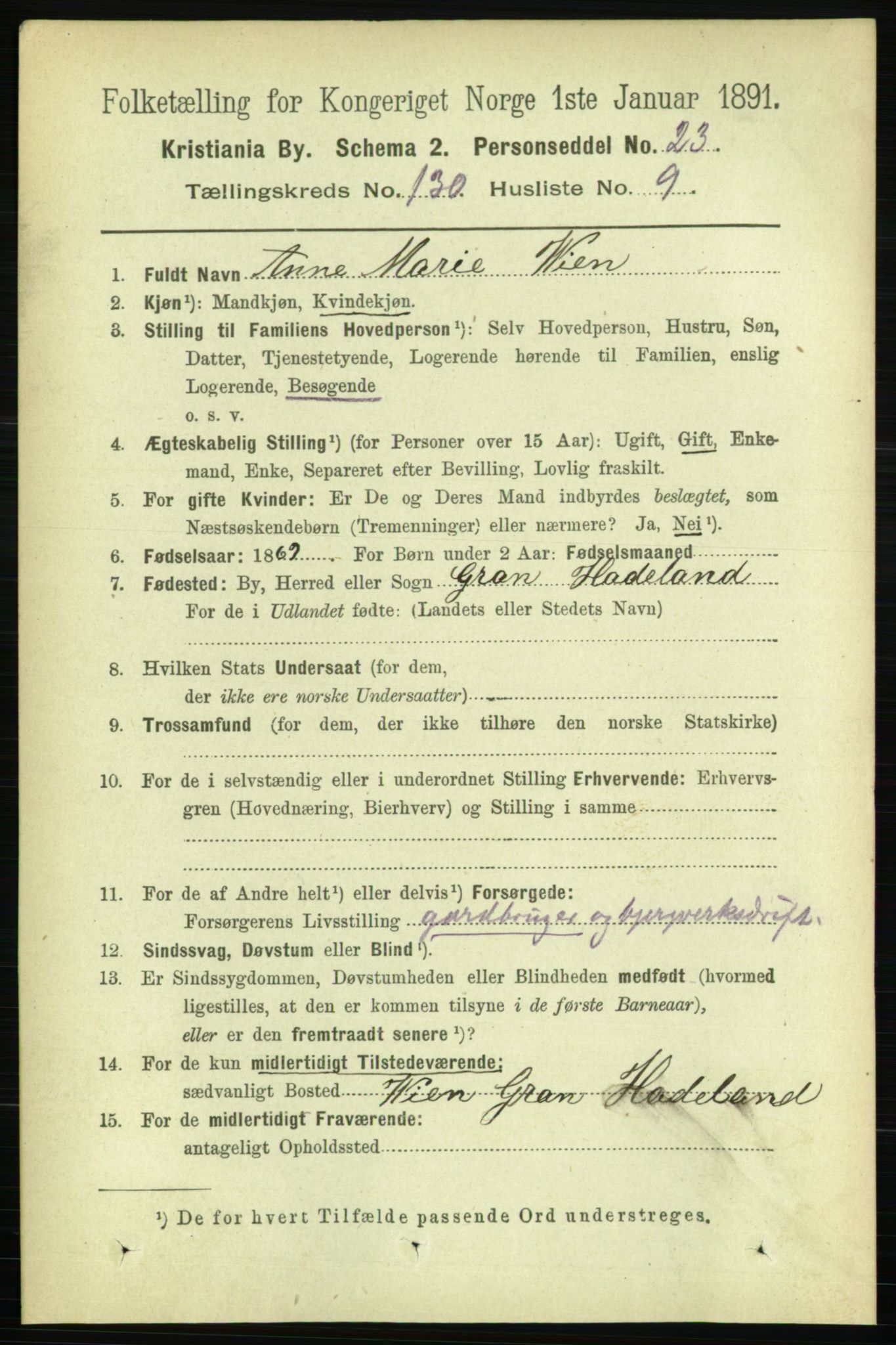 RA, 1891 census for 0301 Kristiania, 1891, p. 70261