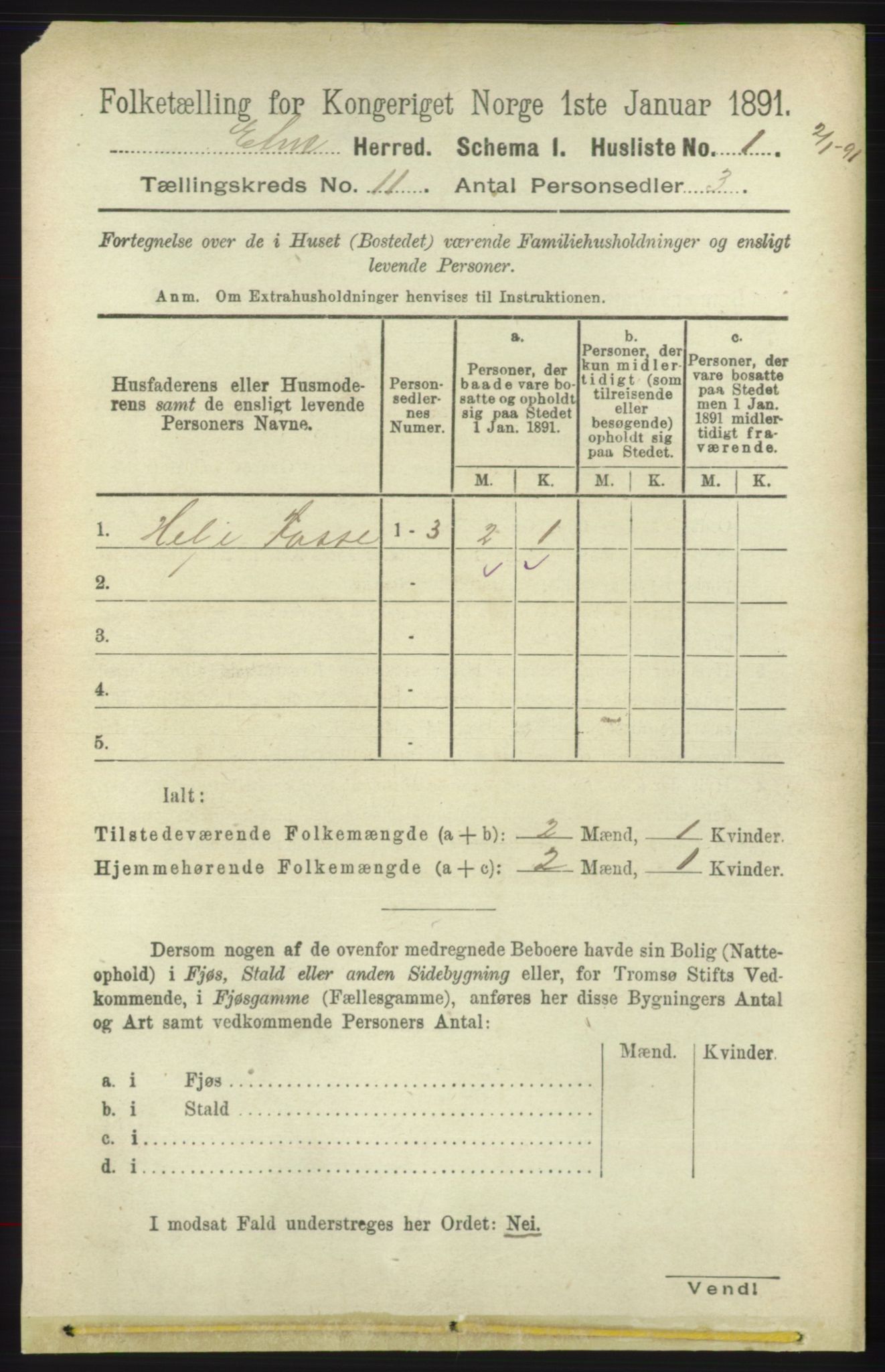 RA, 1891 census for 1211 Etne, 1891, p. 2203