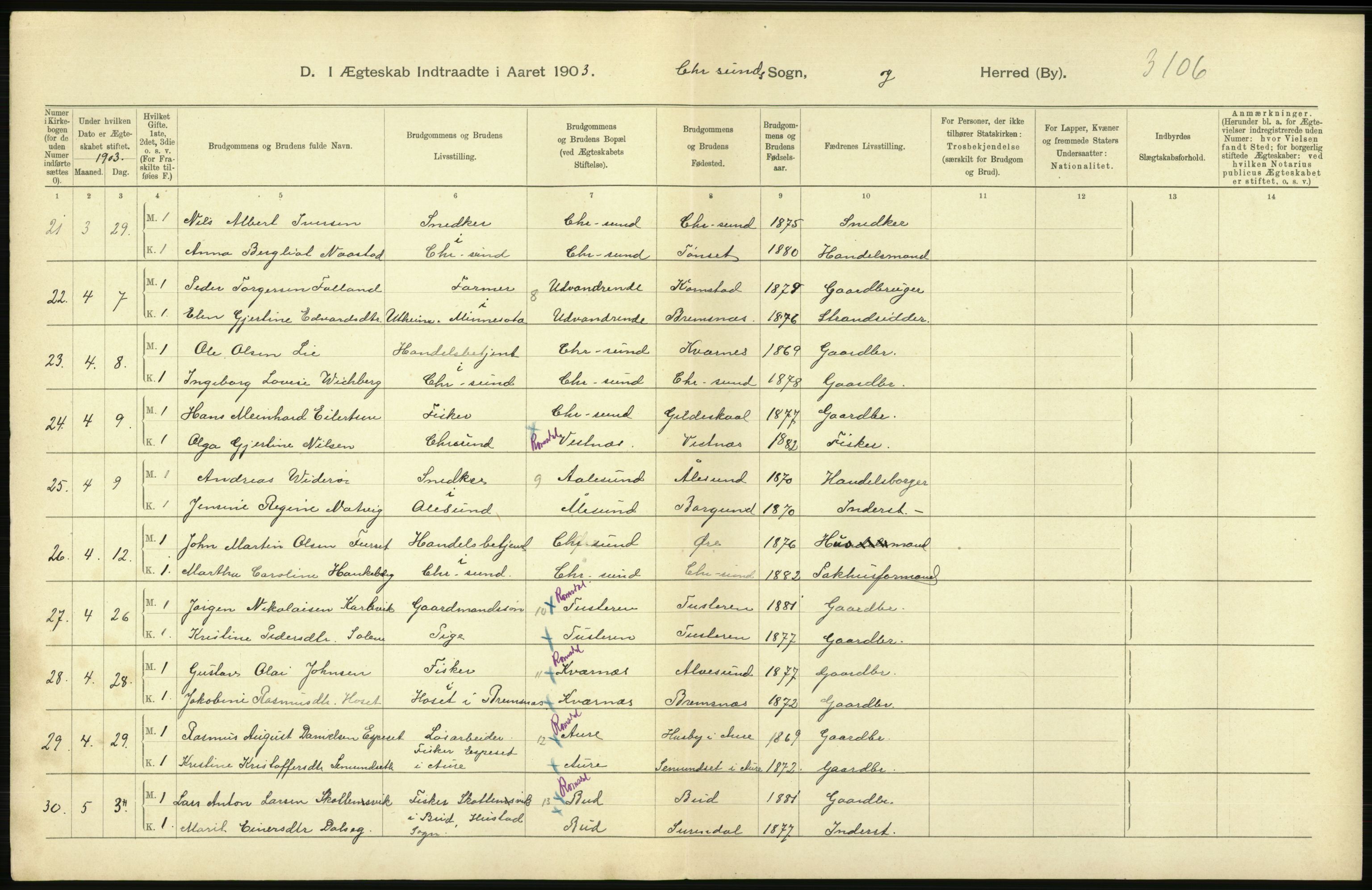 Statistisk sentralbyrå, Sosiodemografiske emner, Befolkning, AV/RA-S-2228/D/Df/Dfa/Dfaa/L0016: Romsdal amt: Fødte, gifte, døde., 1903, p. 716