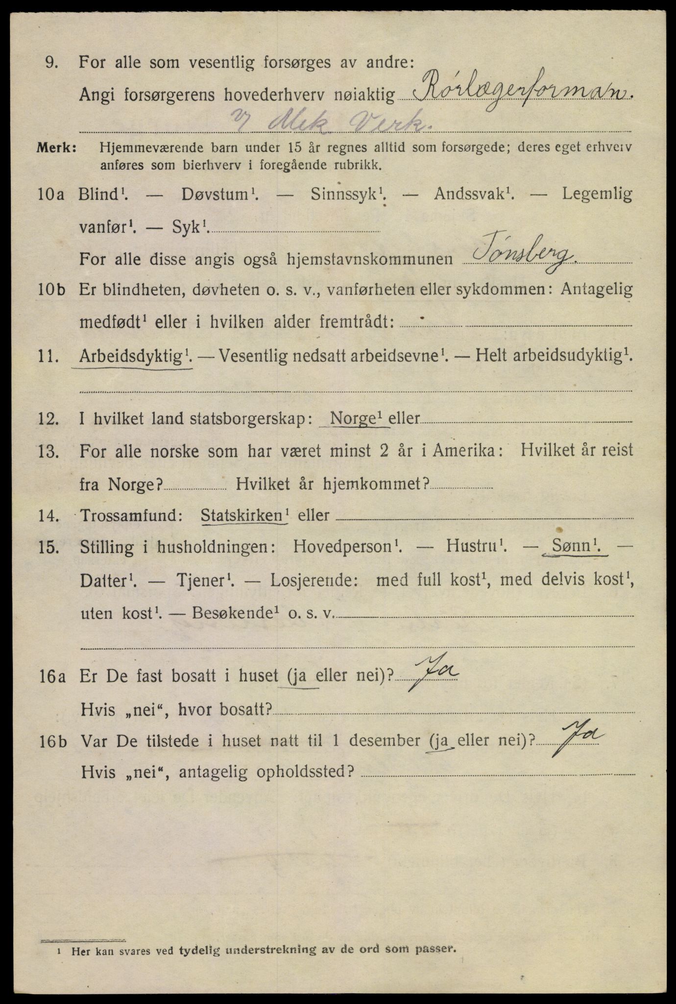 SAKO, 1920 census for Tønsberg, 1920, p. 15318