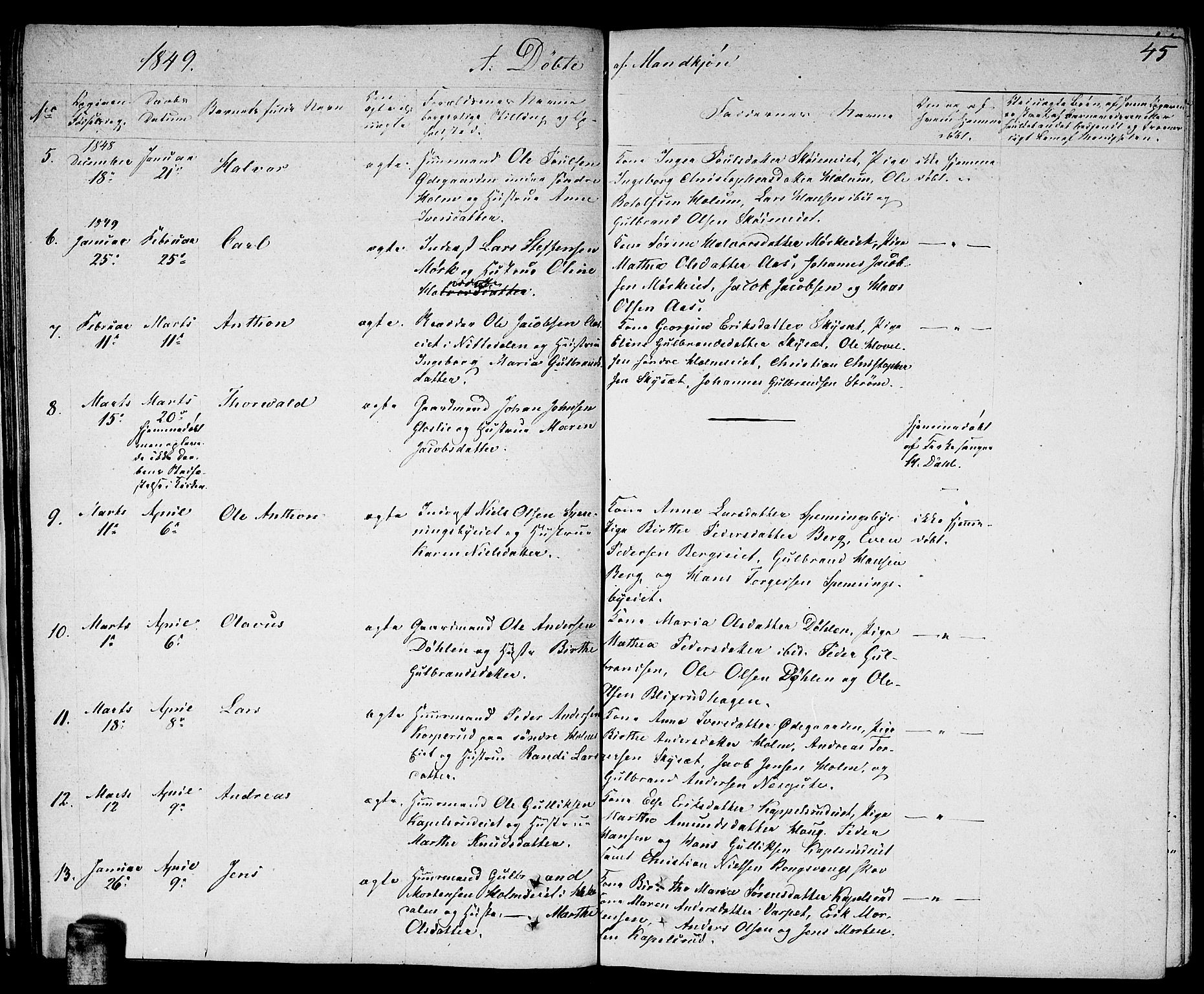 Nittedal prestekontor Kirkebøker, AV/SAO-A-10365a/F/Fa/L0004: Parish register (official) no. I 4, 1836-1849, p. 45