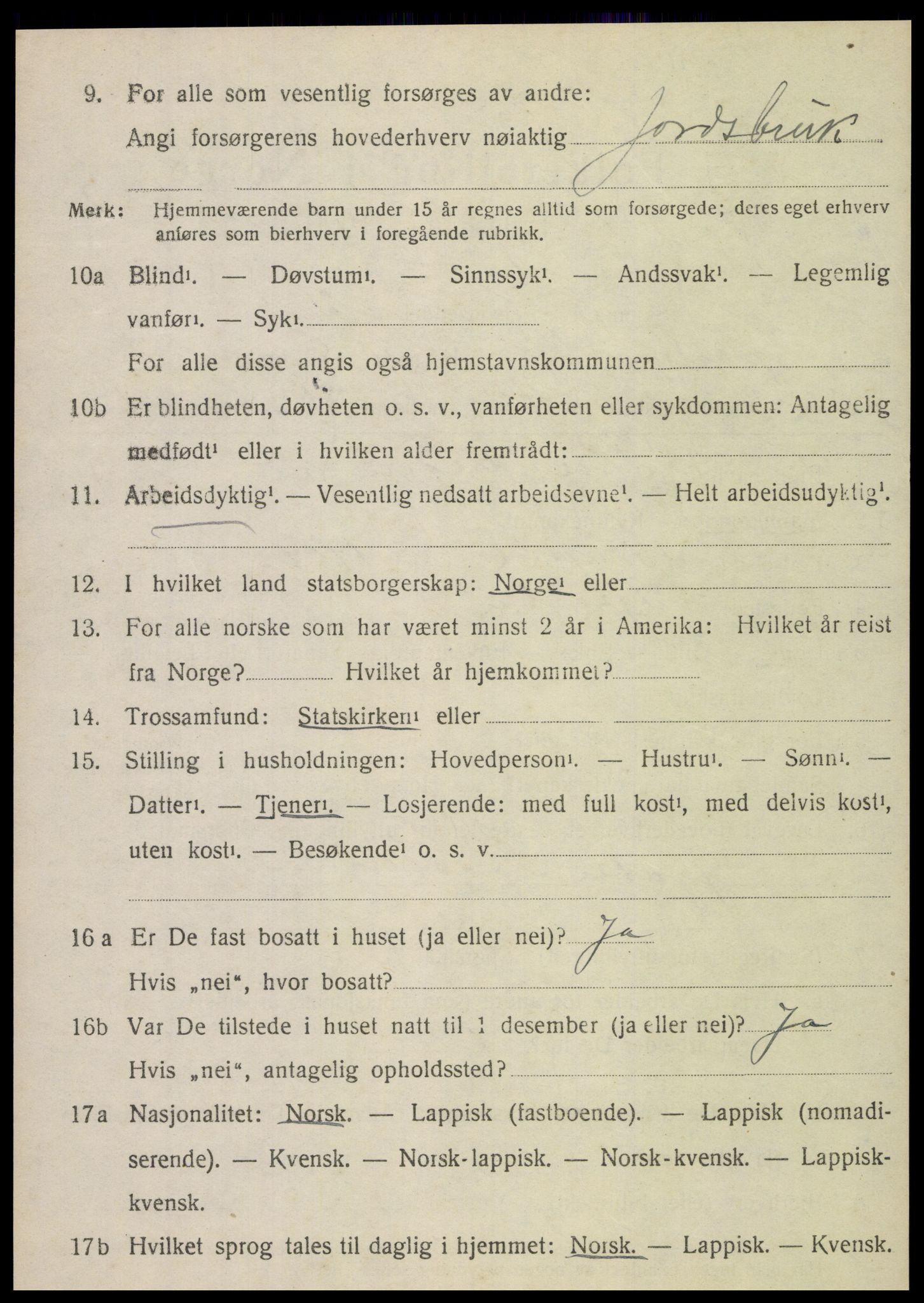 SAT, 1920 census for Sparbu, 1920, p. 4816