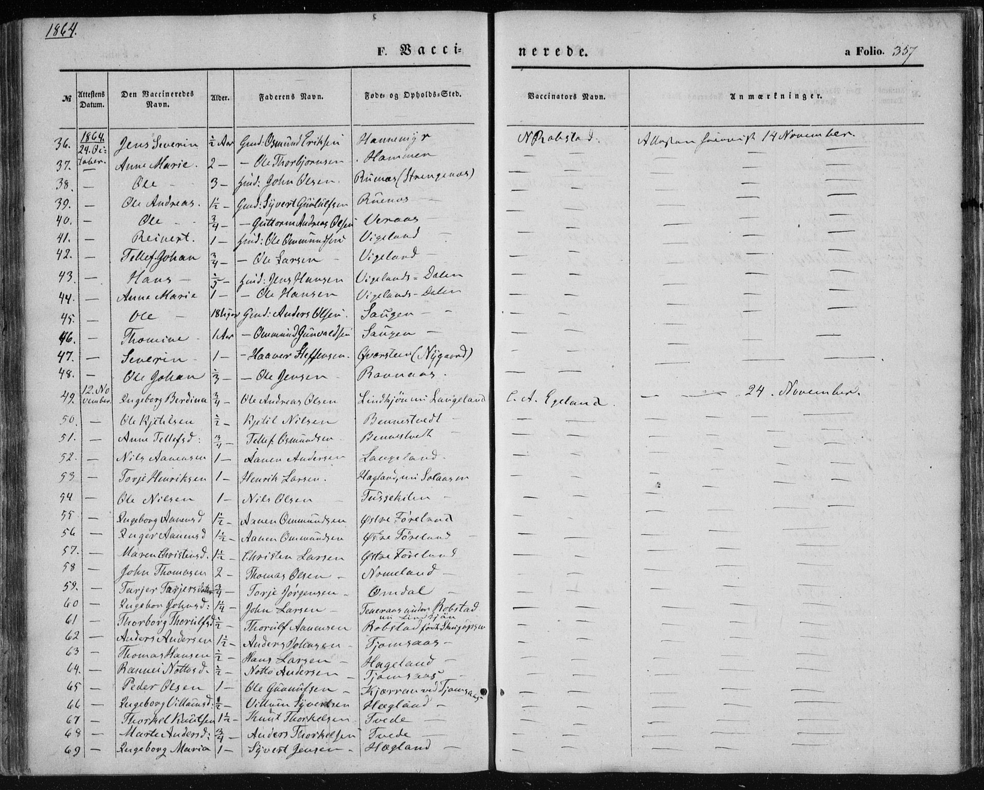 Vennesla sokneprestkontor, AV/SAK-1111-0045/Fa/Fac/L0007: Parish register (official) no. A 7, 1855-1873, p. 357