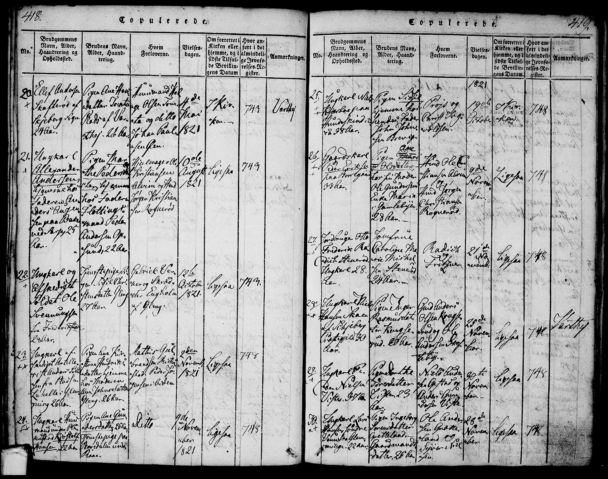 Tune prestekontor Kirkebøker, SAO/A-2007/F/Fa/L0005: Parish register (official) no. 5, 1815-1823, p. 418-419