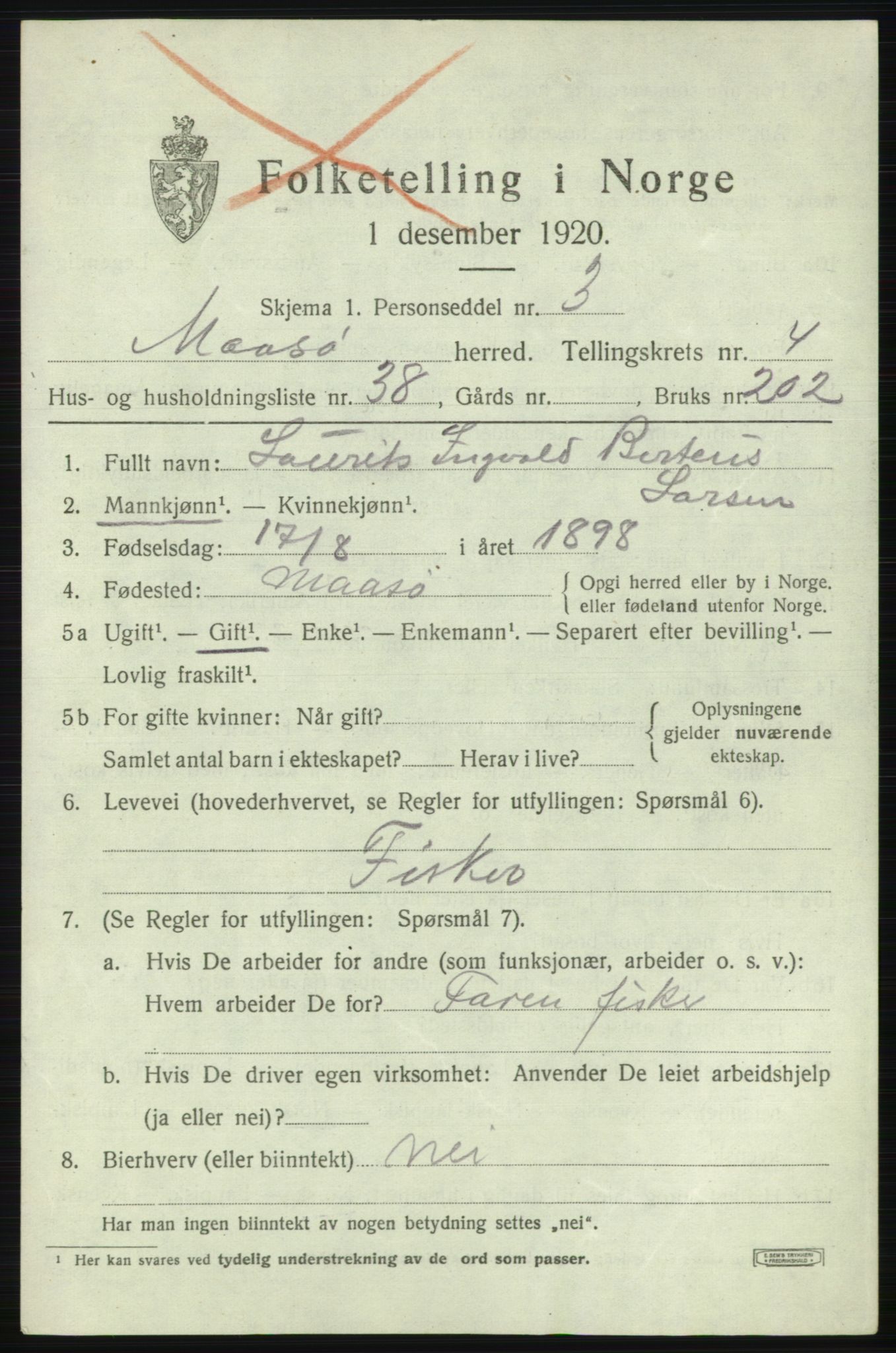SATØ, 1920 census for Måsøy, 1920, p. 2256
