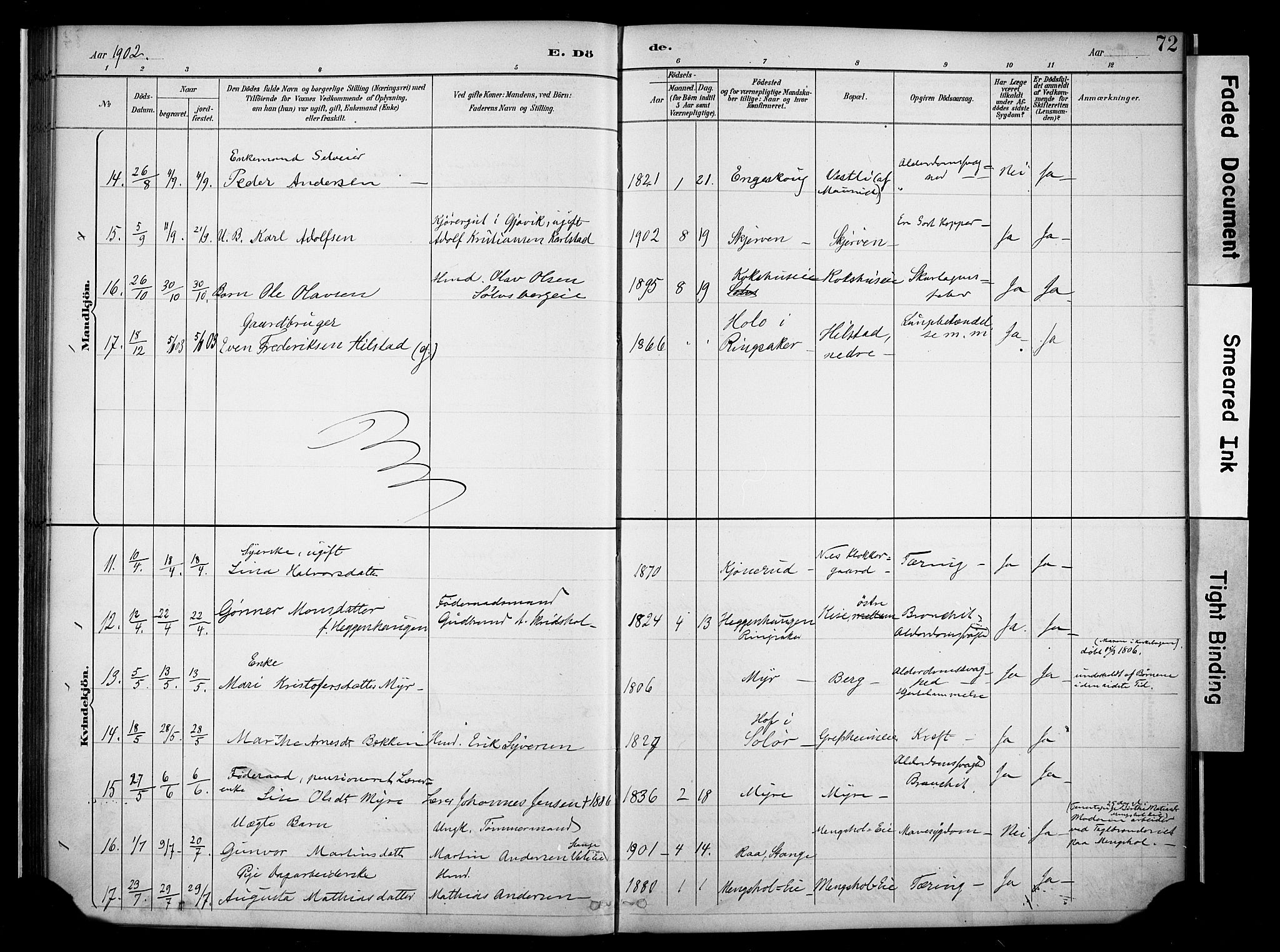 Nes prestekontor, Hedmark, AV/SAH-PREST-020/K/Ka/L0011: Parish register (official) no. 11, 1887-1905, p. 72