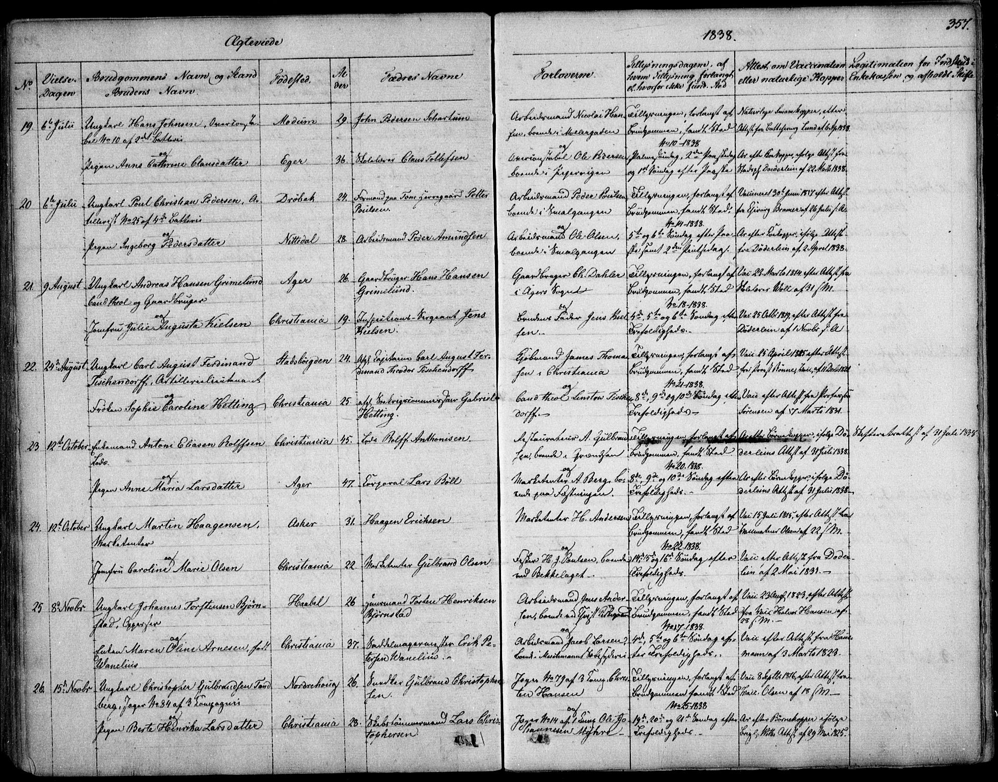 Garnisonsmenigheten Kirkebøker, SAO/A-10846/F/Fa/L0006: Parish register (official) no. 6, 1828-1841, p. 357