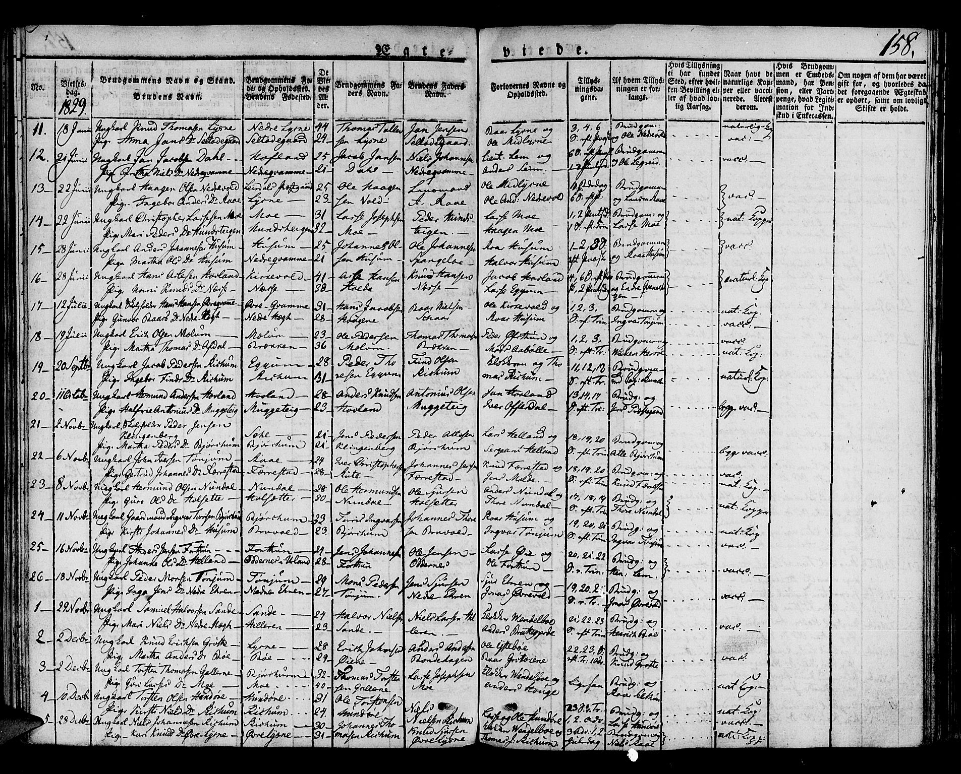 Lærdal sokneprestembete, SAB/A-81201: Parish register (official) no. A 5, 1822-1834, p. 158