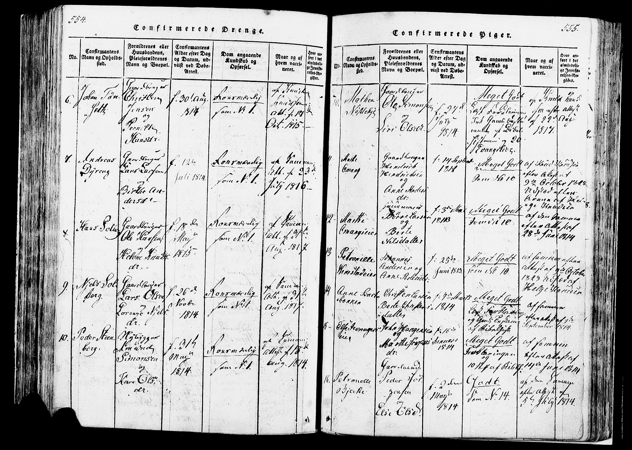 Løten prestekontor, AV/SAH-PREST-022/K/Ka/L0005: Parish register (official) no. 5, 1814-1832, p. 554-555