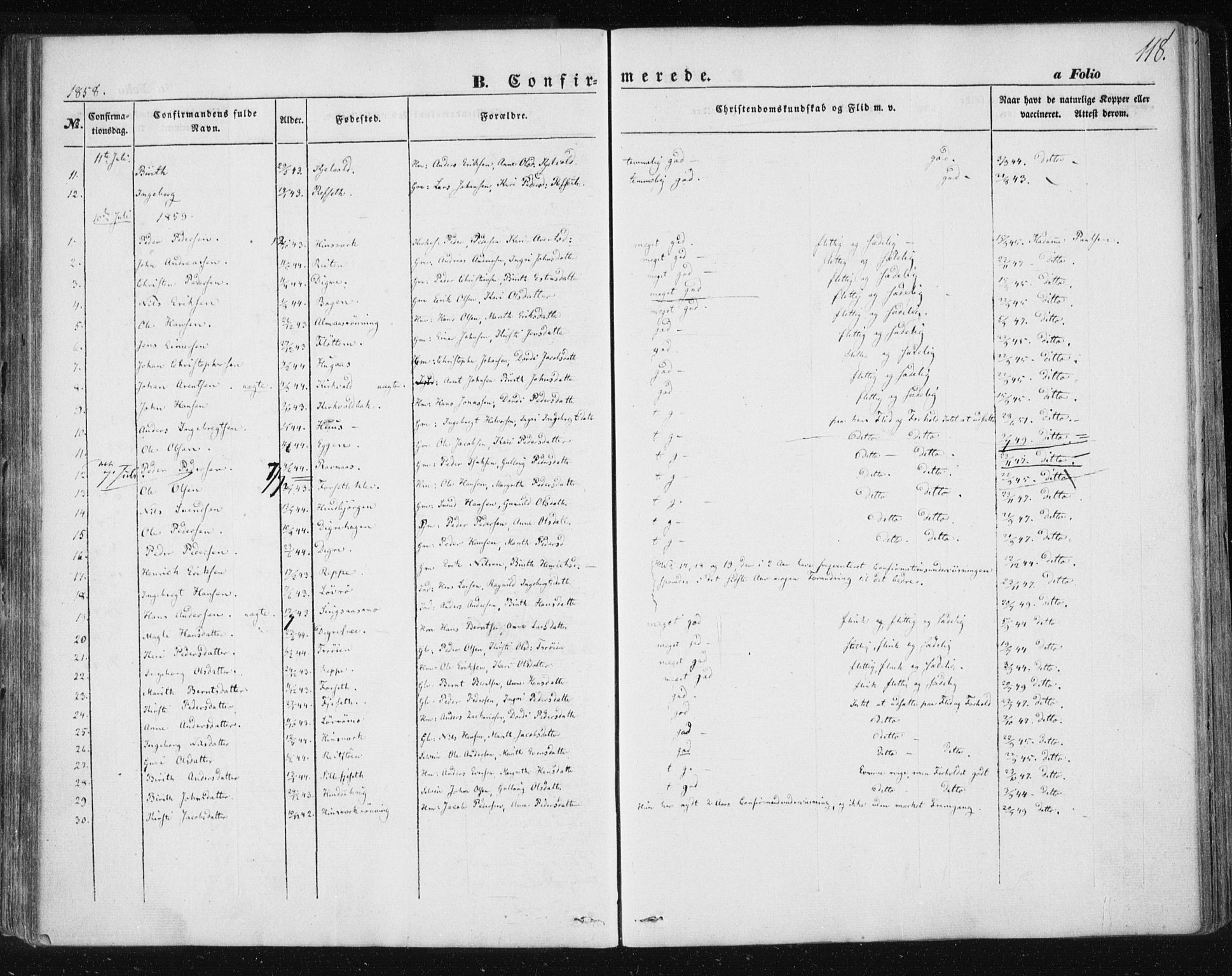 Ministerialprotokoller, klokkerbøker og fødselsregistre - Sør-Trøndelag, SAT/A-1456/685/L0964: Parish register (official) no. 685A06 /2, 1846-1859, p. 118
