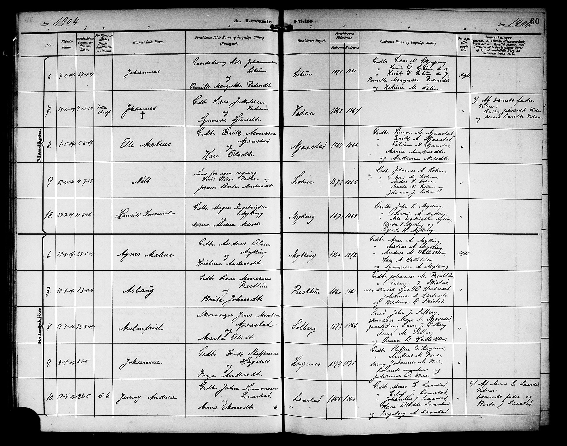 Haus sokneprestembete, AV/SAB-A-75601/H/Hab: Parish register (copy) no. C 3, 1893-1906, p. 60