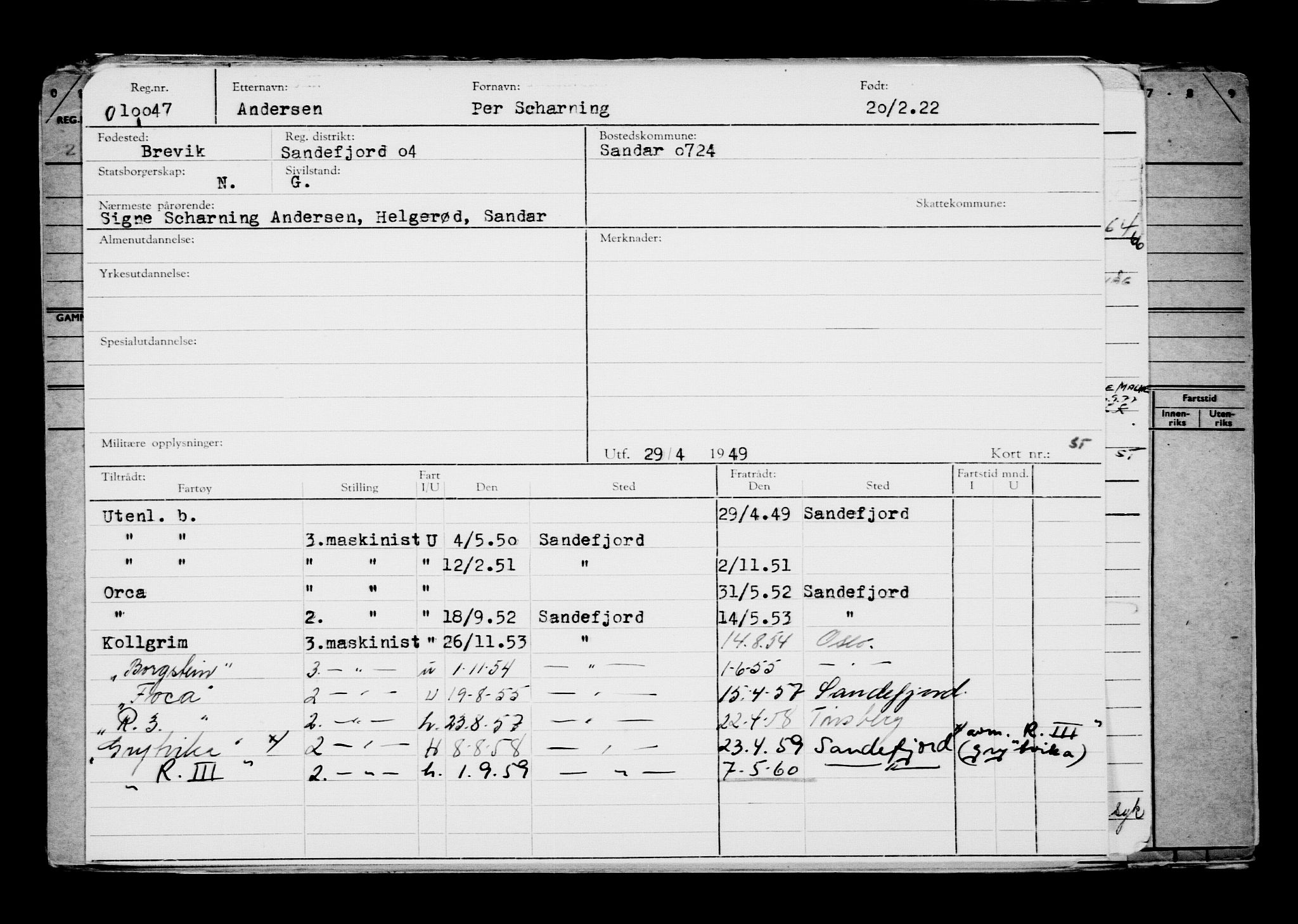 Direktoratet for sjømenn, RA/S-3545/G/Gb/L0203: Hovedkort, 1922, p. 225