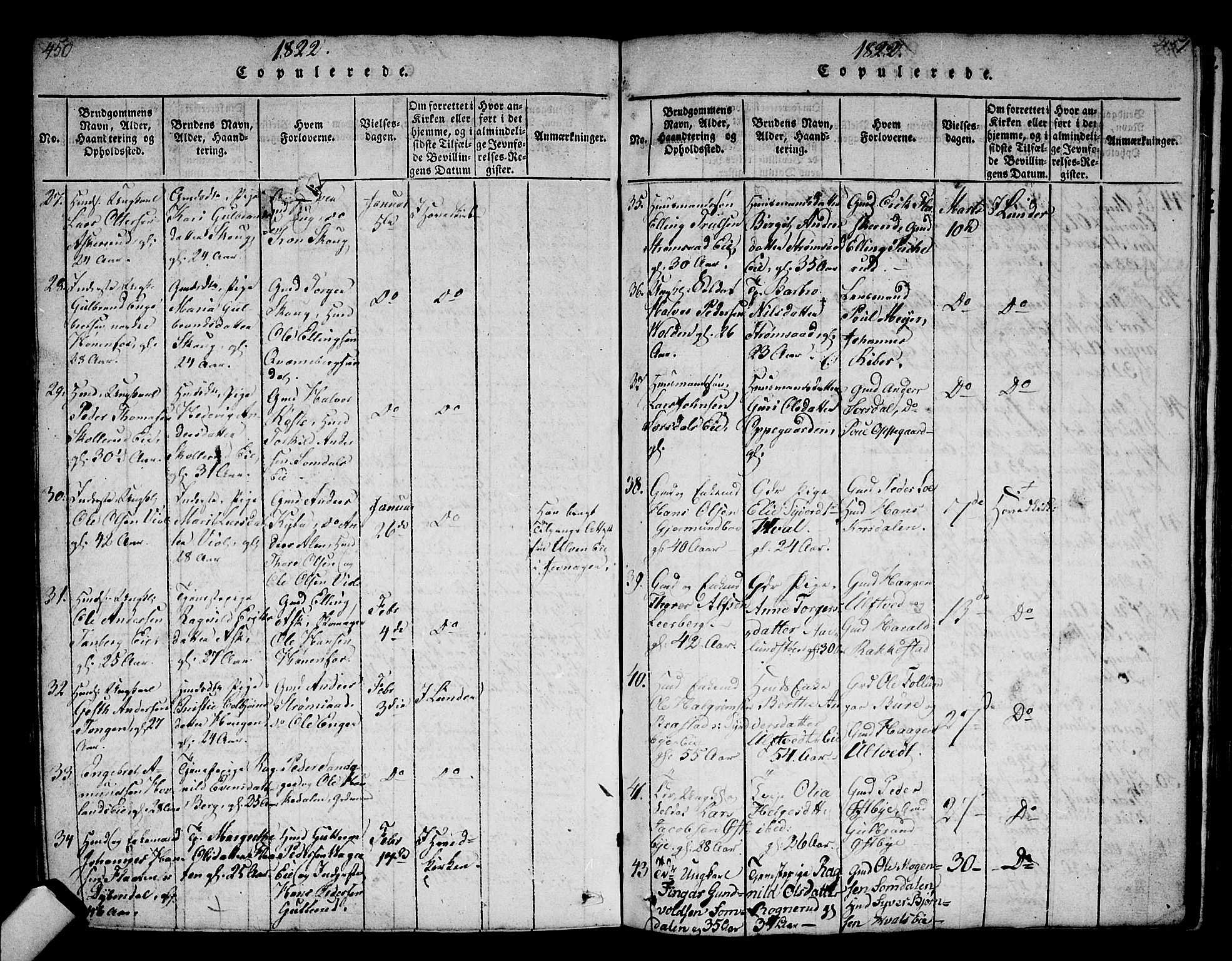 Norderhov kirkebøker, AV/SAKO-A-237/F/Fa/L0008: Parish register (official) no. 8, 1814-1833, p. 450-451