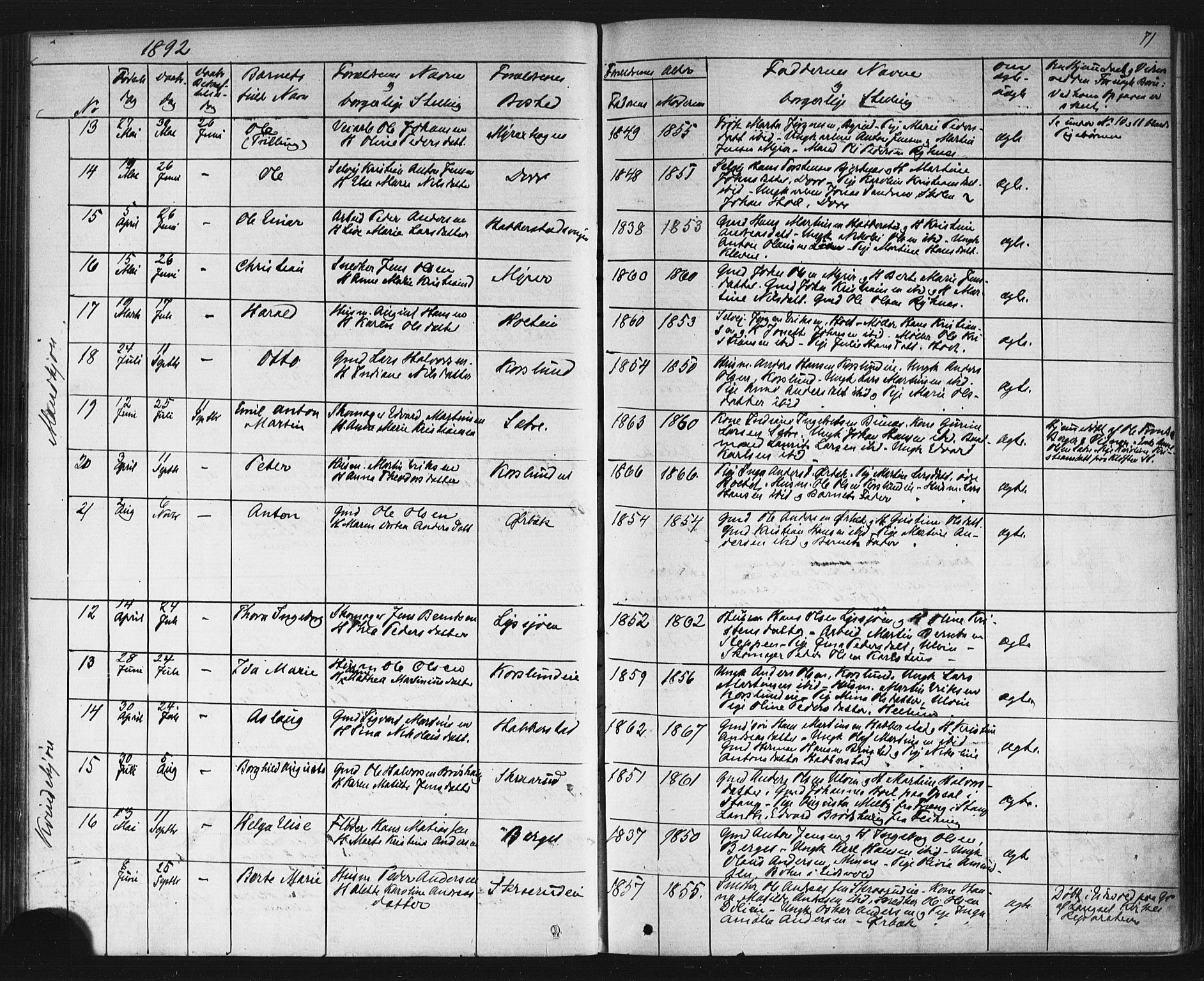 Eidsvoll prestekontor Kirkebøker, AV/SAO-A-10888/G/Gb/L0002: Parish register (copy) no. II 2, 1877-1897, p. 71