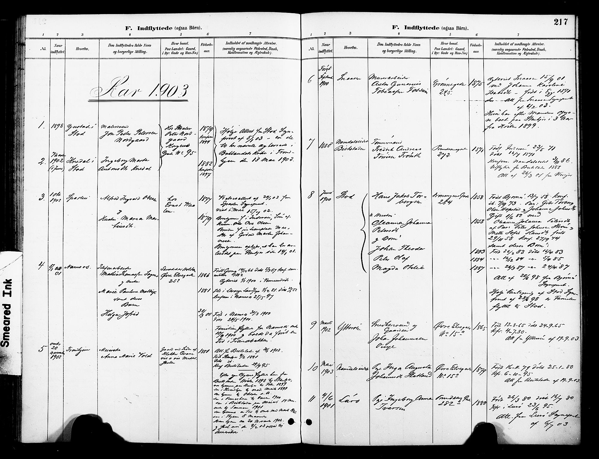 Ministerialprotokoller, klokkerbøker og fødselsregistre - Nord-Trøndelag, SAT/A-1458/739/L0372: Parish register (official) no. 739A04, 1895-1903, p. 217