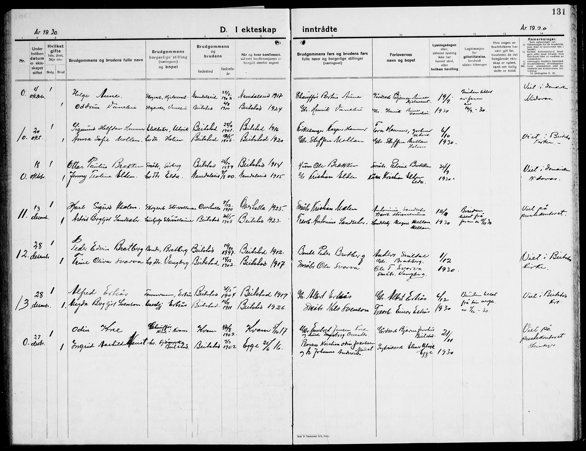 Ministerialprotokoller, klokkerbøker og fødselsregistre - Nord-Trøndelag, SAT/A-1458/741/L0403: Parish register (copy) no. 741C04, 1925-1944, p. 131