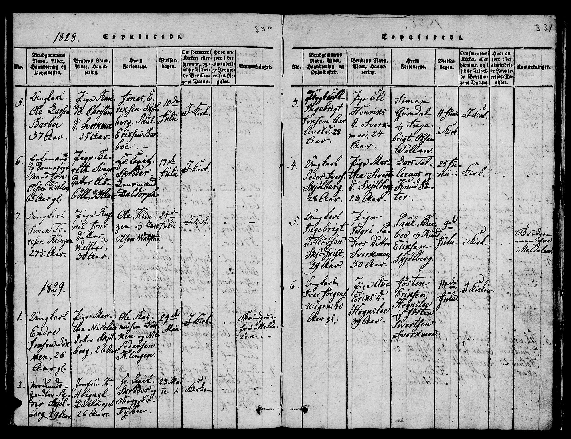 Ministerialprotokoller, klokkerbøker og fødselsregistre - Sør-Trøndelag, SAT/A-1456/671/L0842: Parish register (copy) no. 671C01, 1816-1867, p. 330-331