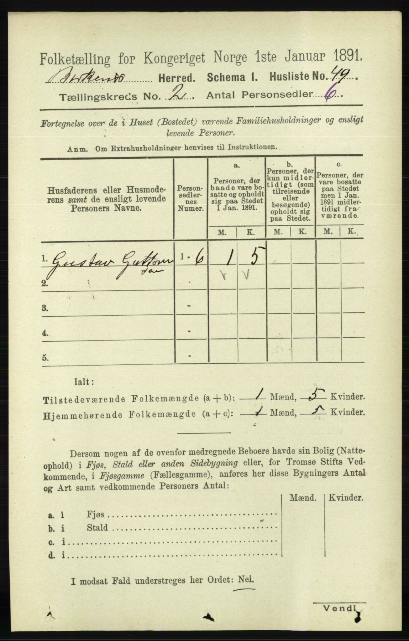 RA, 1891 Census for 0928 Birkenes, 1891, p. 496