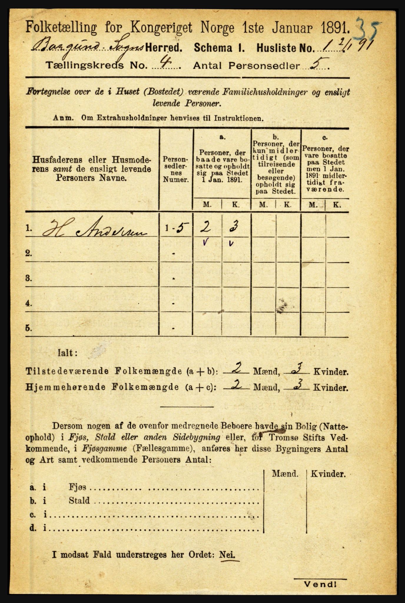 RA, 1891 census for 1423 Borgund, 1891, p. 791