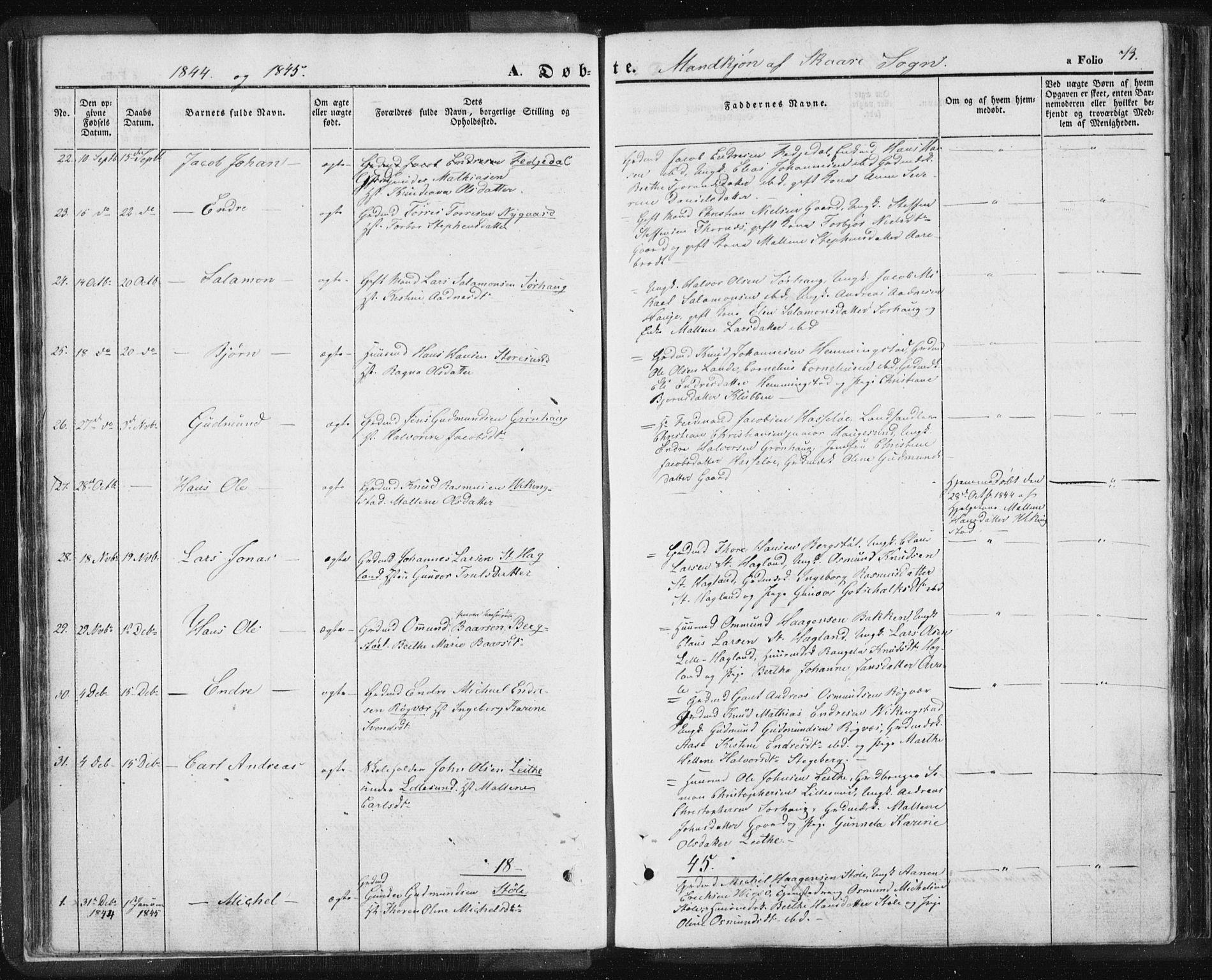 Torvastad sokneprestkontor, SAST/A -101857/H/Ha/Haa/L0006: Parish register (official) no. A 6, 1836-1847, p. 73