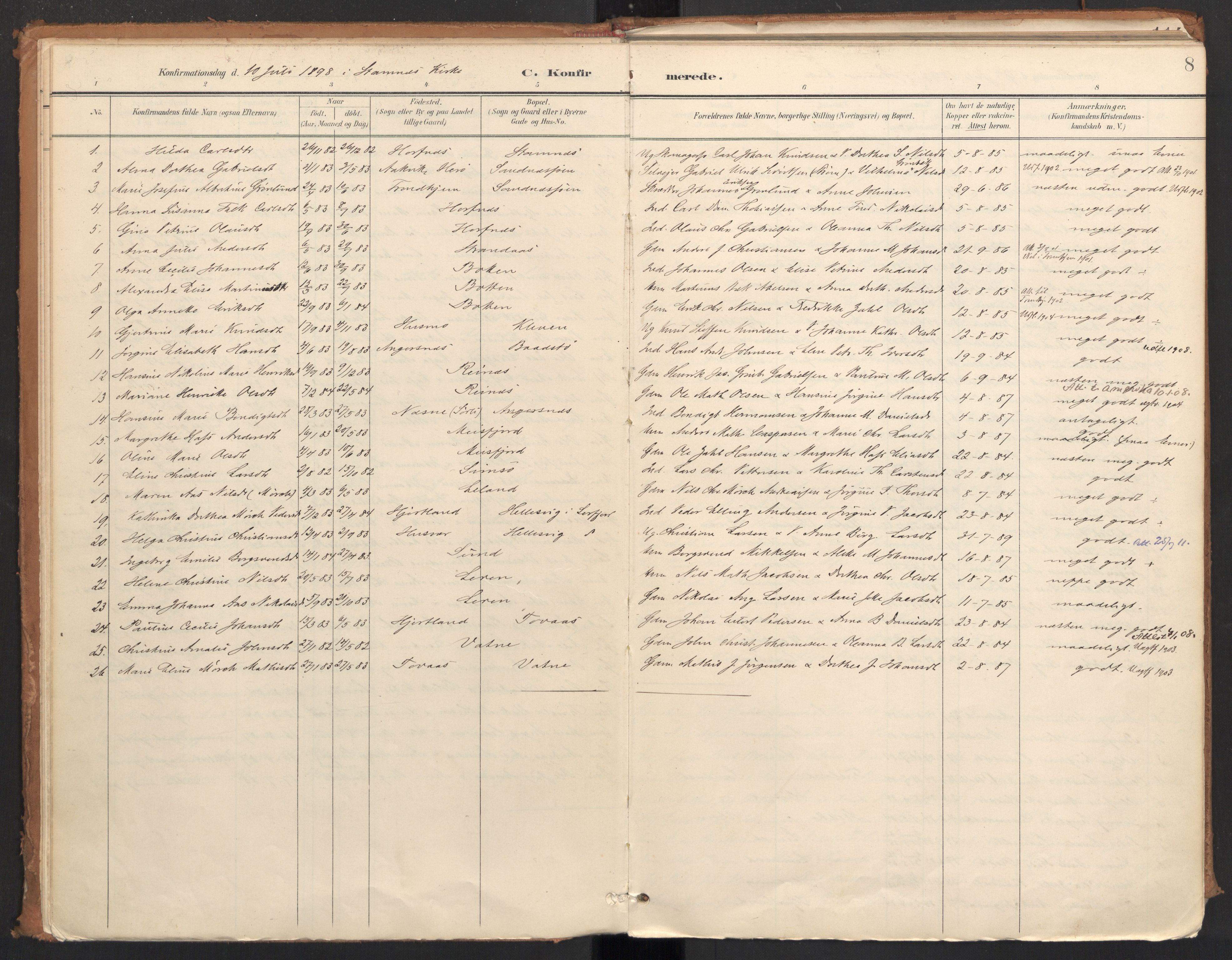 Ministerialprotokoller, klokkerbøker og fødselsregistre - Nordland, AV/SAT-A-1459/831/L0472: Parish register (official) no. 831A03, 1897-1912, p. 8