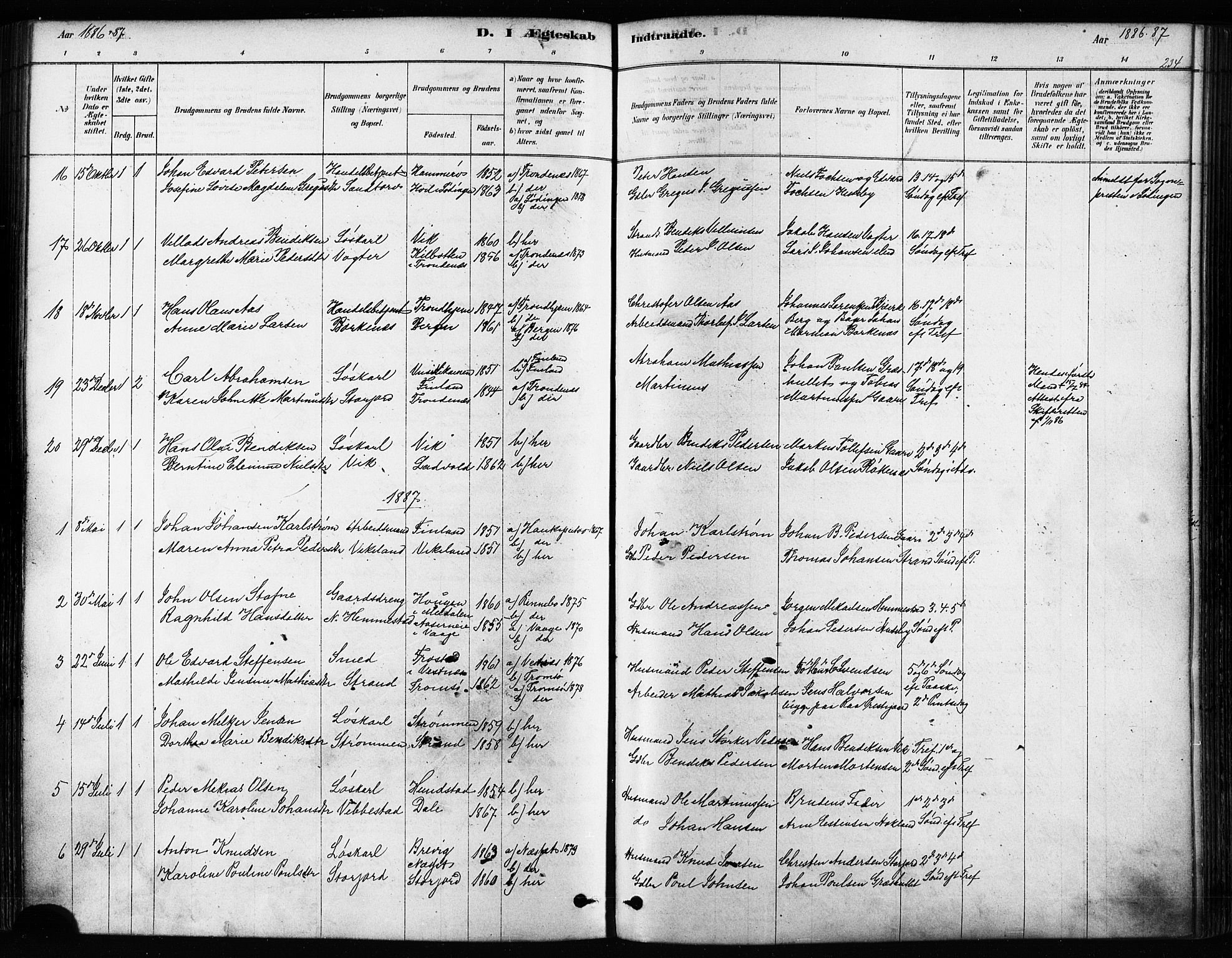 Kvæfjord sokneprestkontor, SATØ/S-1323/G/Ga/Gaa/L0005kirke: Parish register (official) no. 5, 1878-1894, p. 234