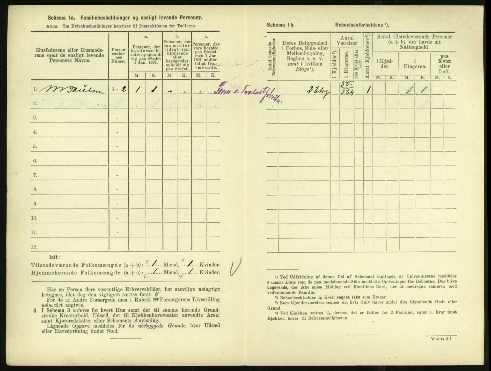 RA, 1891 census for 1001 Kristiansand, 1891, p. 1971