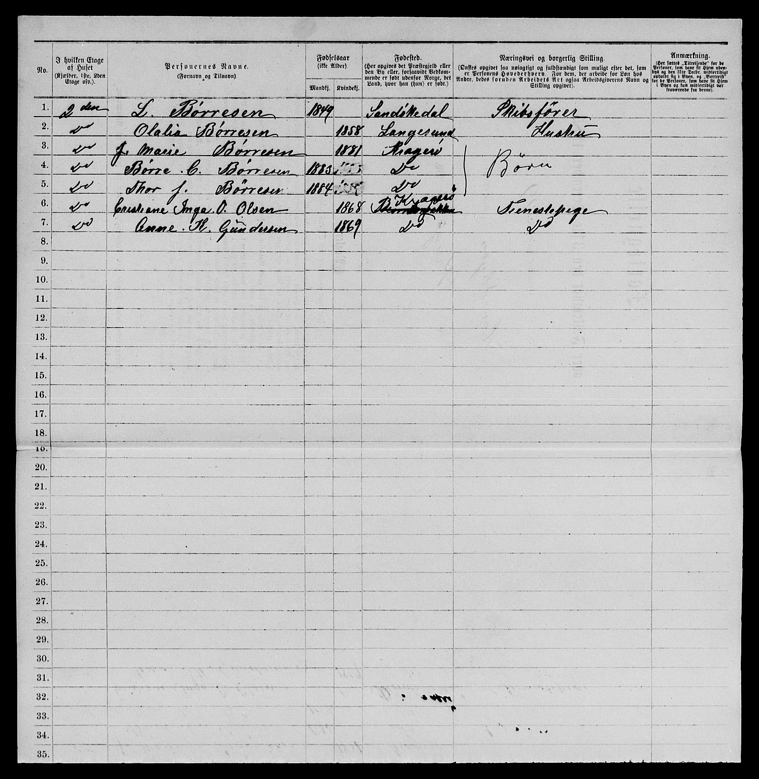 SAKO, 1885 census for 0801 Kragerø, 1885, p. 1066