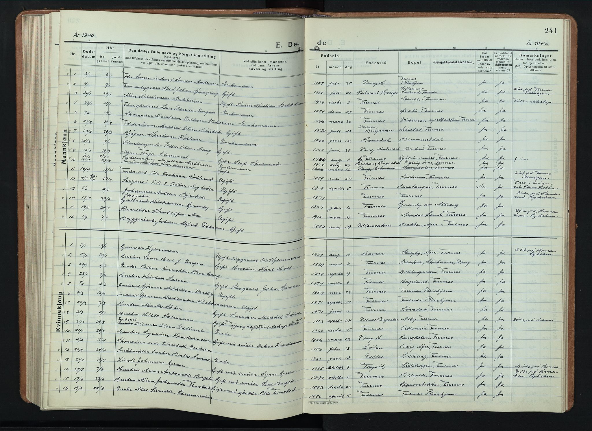 Furnes prestekontor, AV/SAH-PREST-012/L/La/L0002: Parish register (copy) no. 2, 1934-1956, p. 241