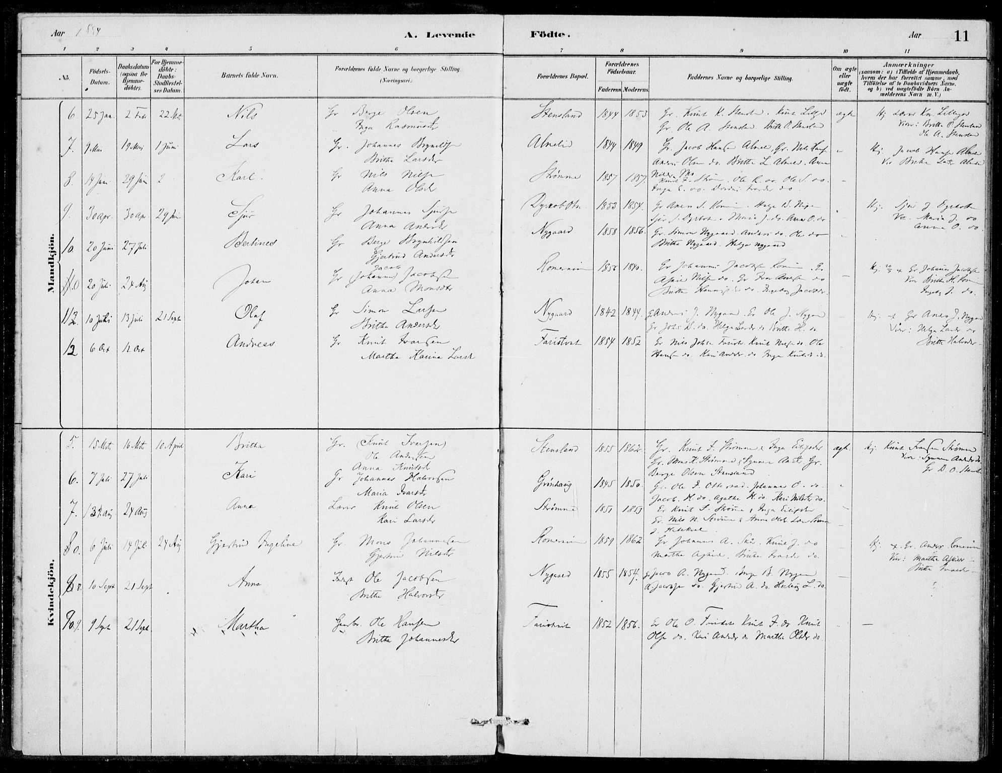 Hosanger sokneprestembete, AV/SAB-A-75801/H/Haa: Parish register (official) no. C  1, 1880-1900, p. 11