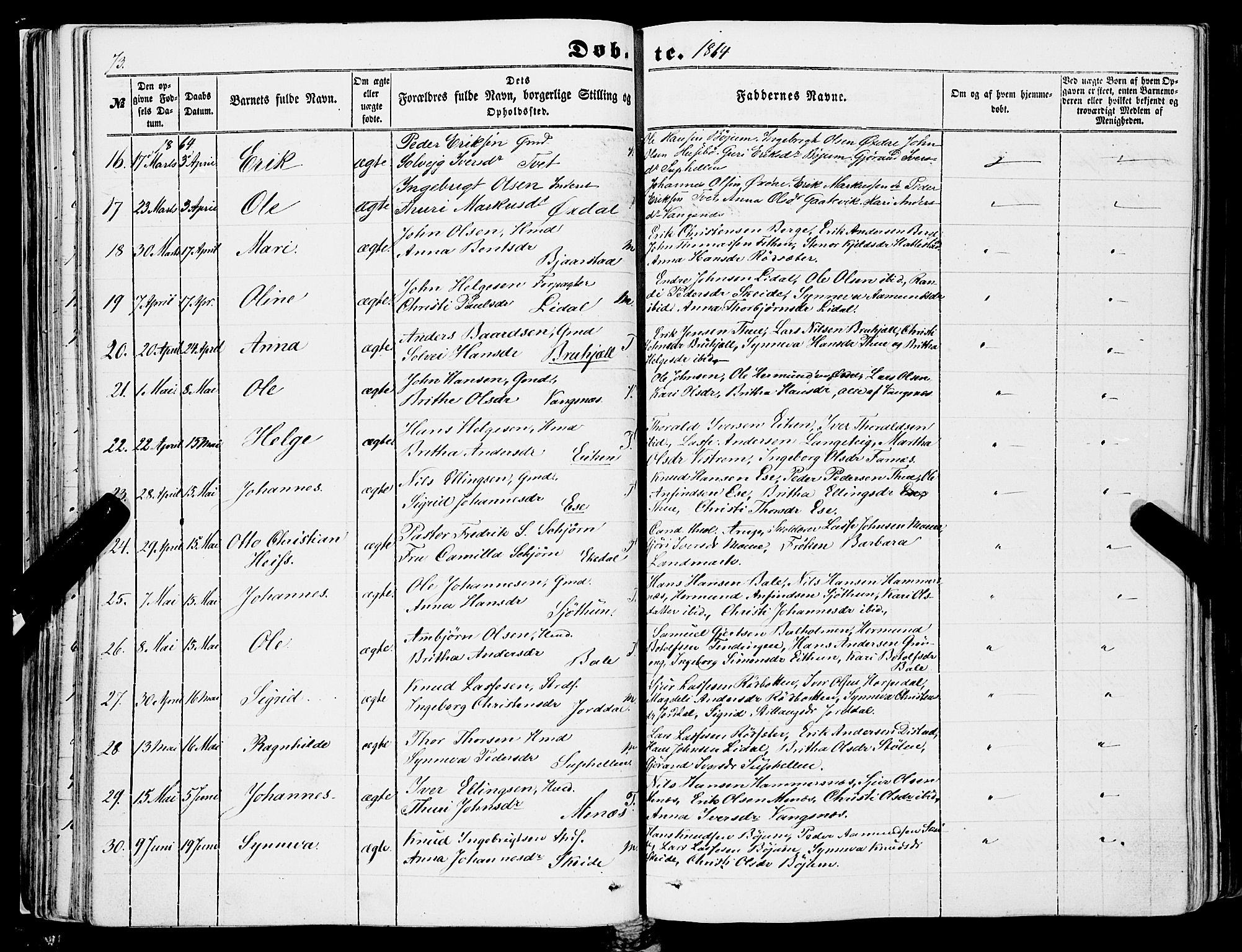 Balestrand sokneprestembete, AV/SAB-A-79601/H/Haa/Haaa/L0002: Parish register (official) no. A 2, 1847-1866, p. 73