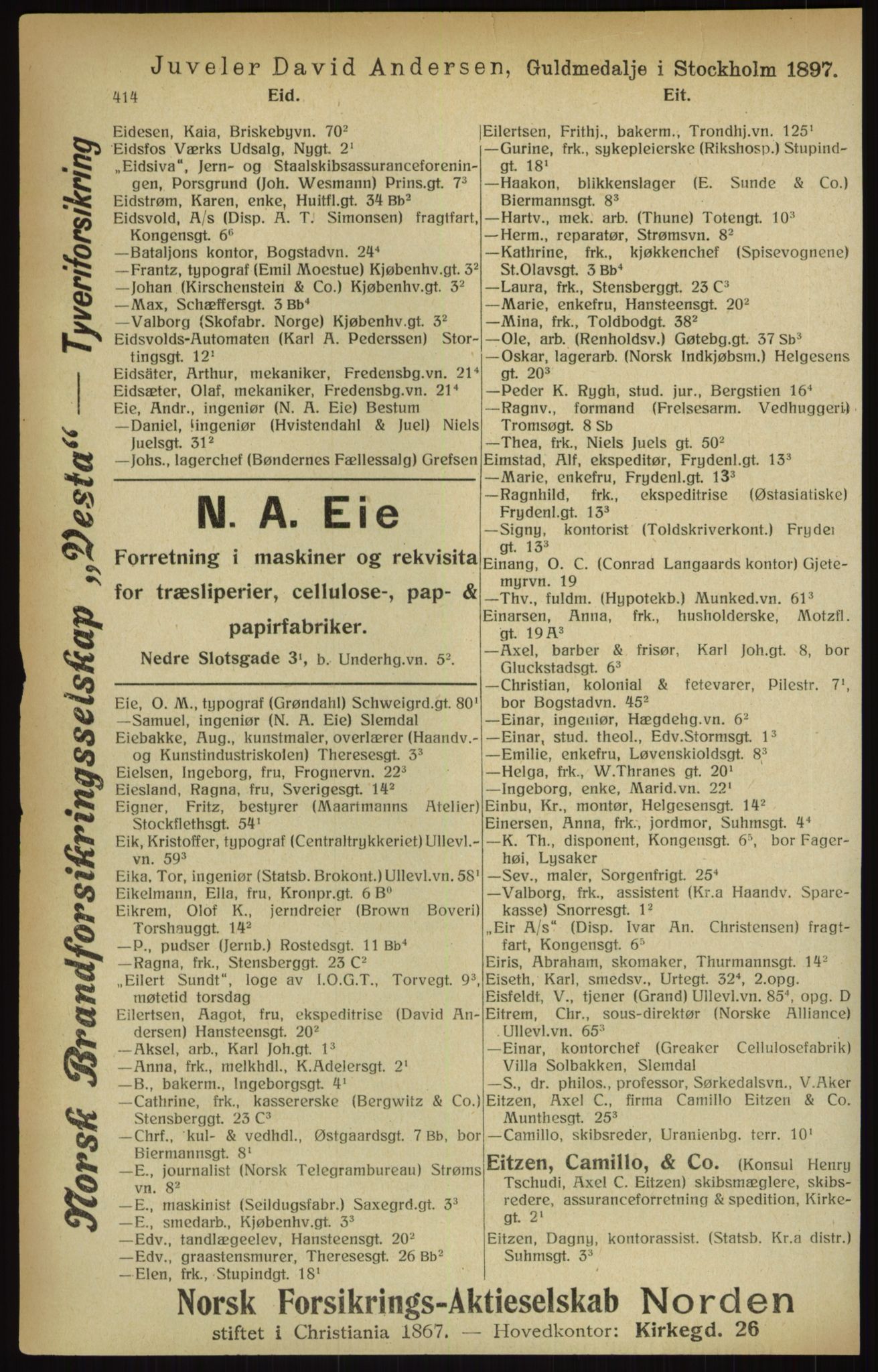 Kristiania/Oslo adressebok, PUBL/-, 1916, p. 414