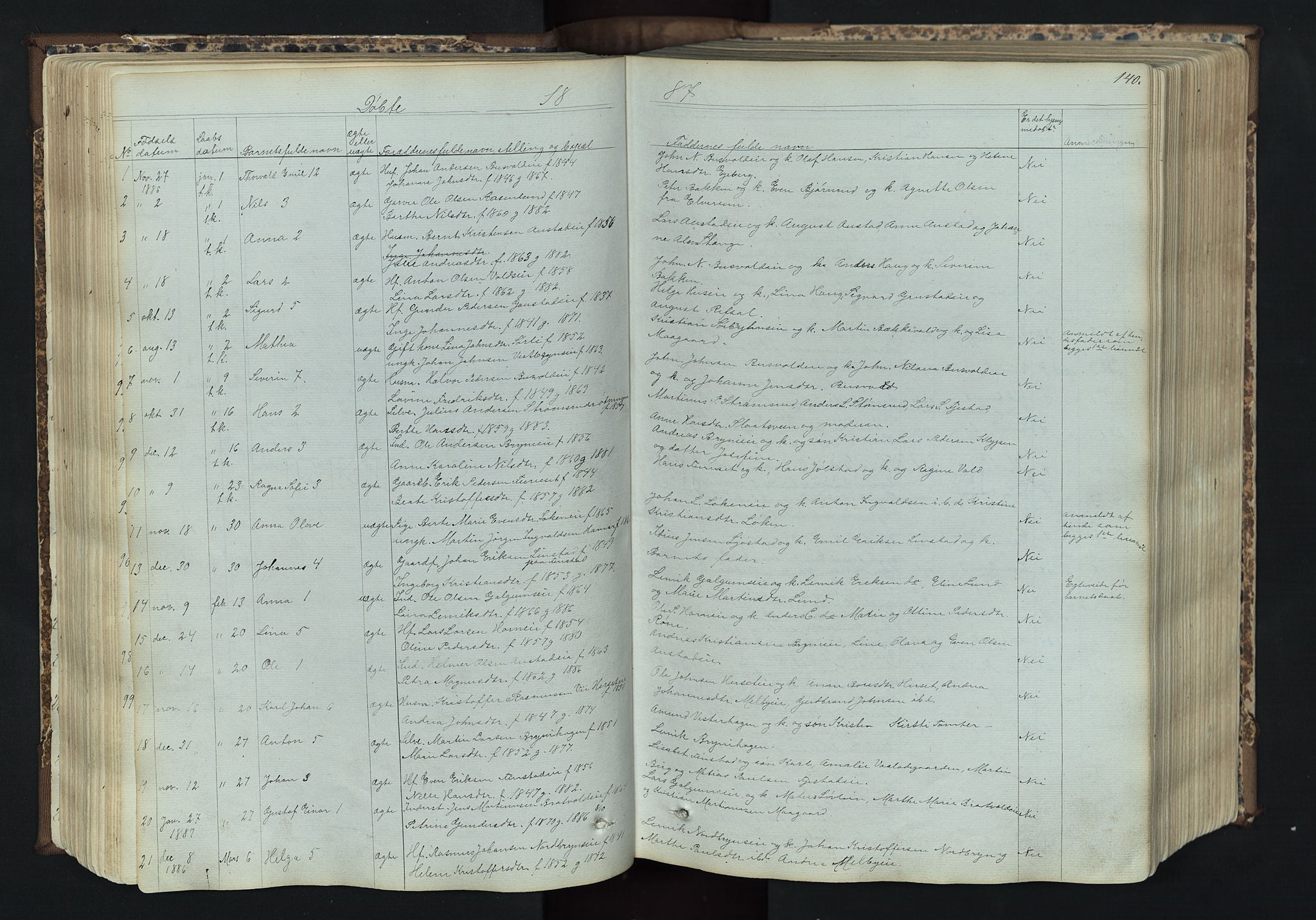 Romedal prestekontor, SAH/PREST-004/L/L0011: Parish register (copy) no. 11, 1867-1895, p. 140