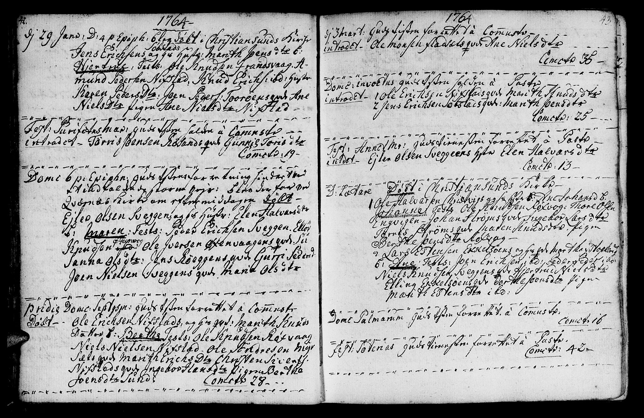 Ministerialprotokoller, klokkerbøker og fødselsregistre - Møre og Romsdal, AV/SAT-A-1454/569/L0816: Parish register (official) no. 569A02, 1759-1805, p. 42-43