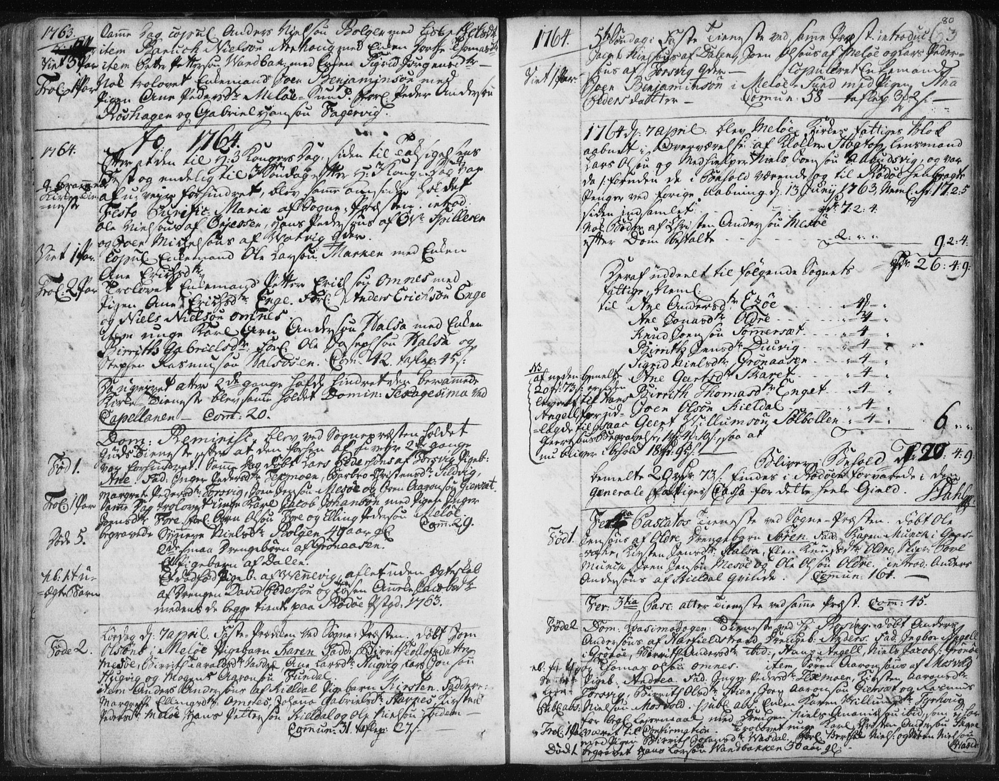 Ministerialprotokoller, klokkerbøker og fødselsregistre - Nordland, SAT/A-1459/841/L0587: Parish register (official) no. 841A02 /2, 1760-1776, p. 80
